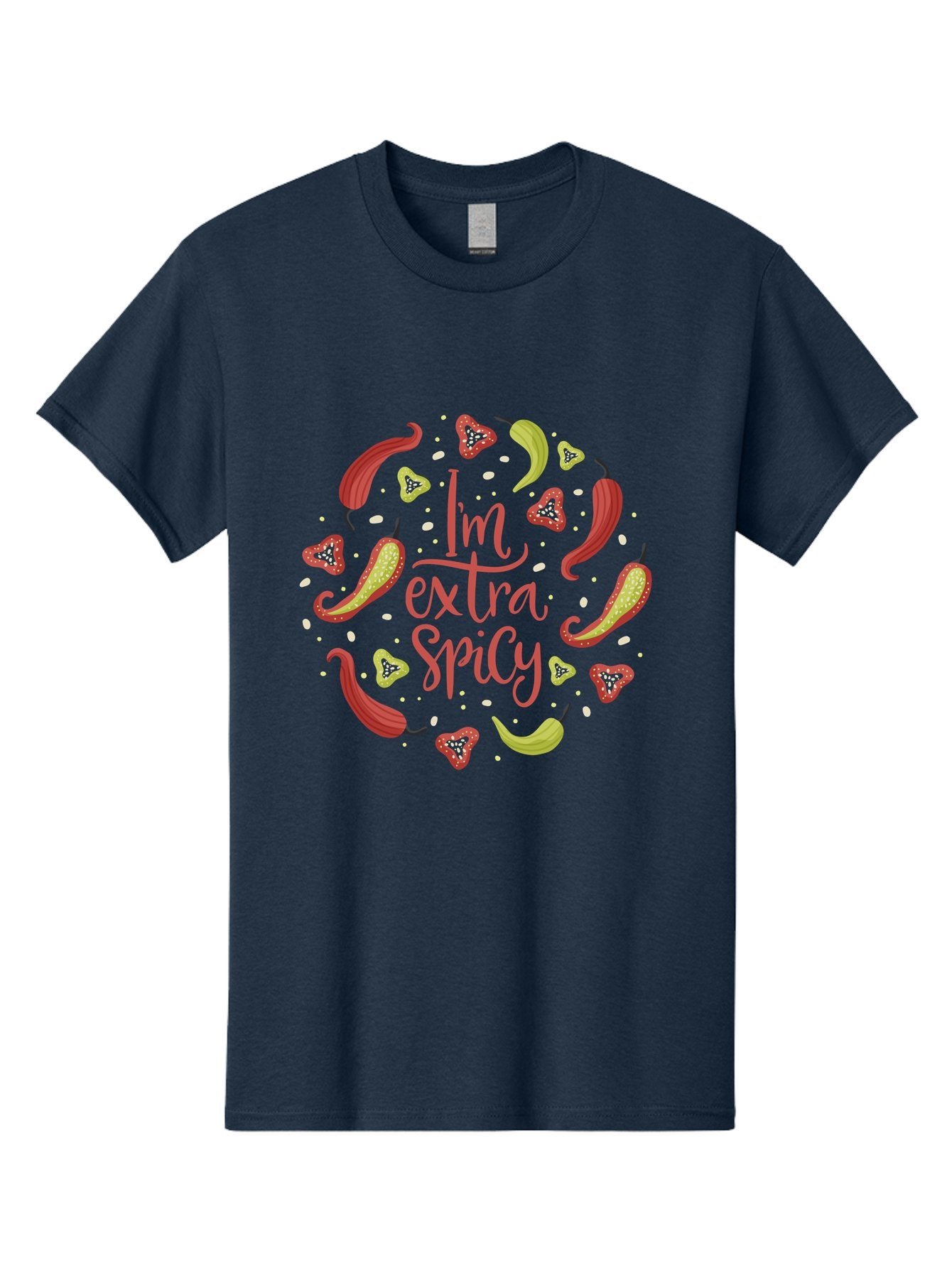 I-M-Extra-Spicy Men'S Graphic Tee, 100% Cotton, Comfortable Casual Summer Wear, Machine Washable, I'M Extra Spicy, Chilli Peppers, Strawberries, Spicy Food, Hot Sauce, Bold Flavors, Vibrant Colors, Playful Design, Quirky Typography, -  Aaa261 5