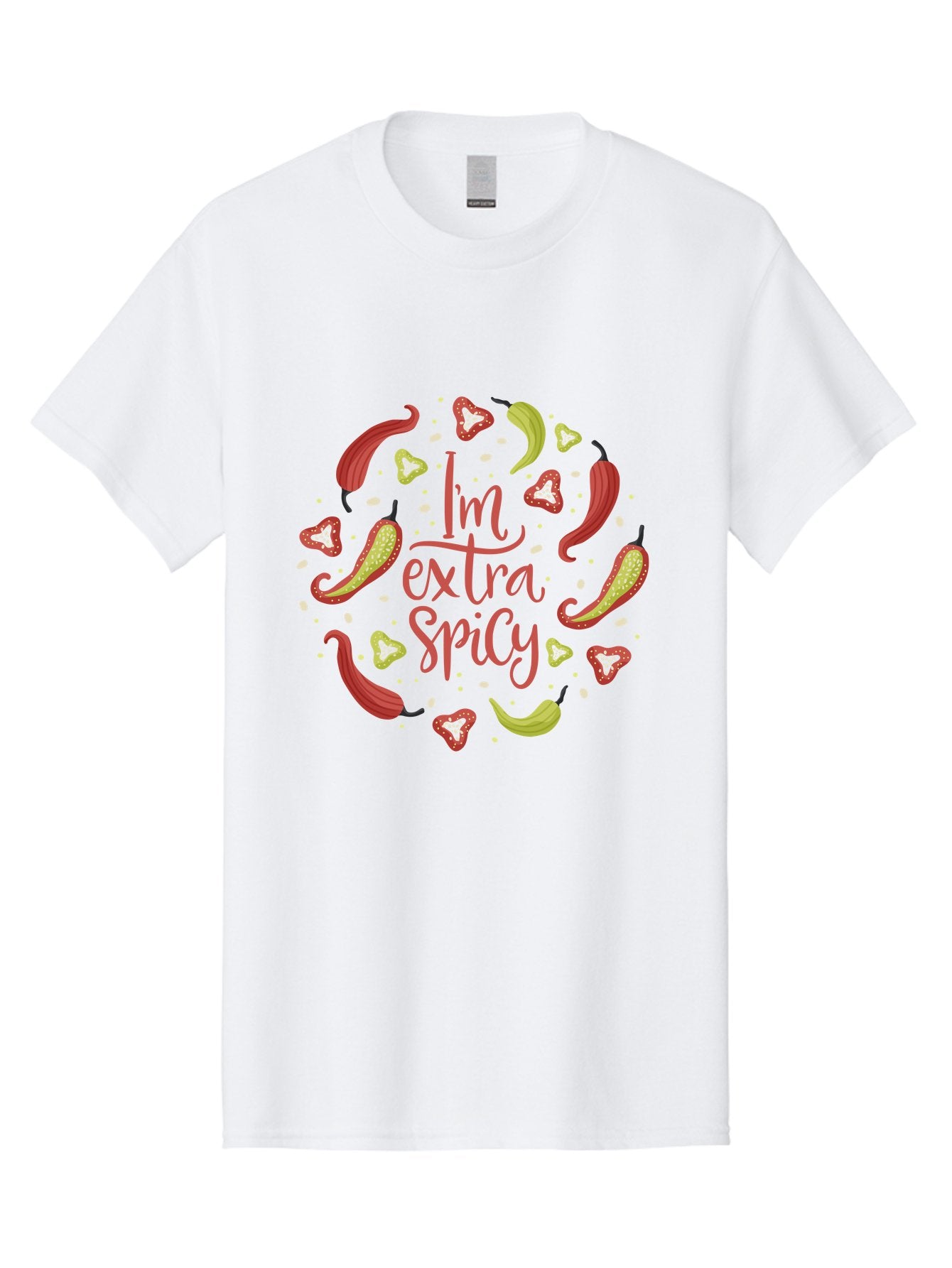 I-M-Extra-Spicy Men'S Graphic Tee, 100% Cotton, Comfortable Casual Summer Wear, Machine Washable, I'M Extra Spicy, Chilli Peppers, Strawberries, Spicy Food, Hot Sauce, Bold Flavors, Vibrant Colors, Playful Design, Quirky Typography, -  Aaa261 11