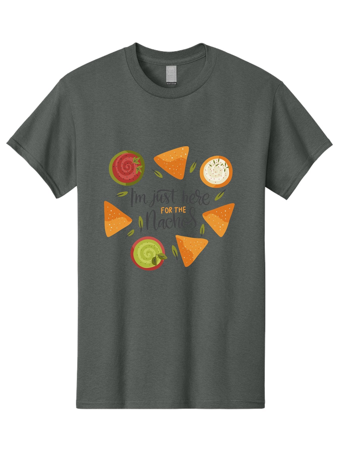 I-M-Just-Here-For-The-Nachos-1 Men'S Graphic Tee, 100% Cotton, Comfortable Casual Summer Wear, Machine Washable, Nachos, Dips, Salsa, Guacamole, Queso, Tortilla Chips, Snack Time, Mexican Food, Party Food, Nacho Cheese, Appetizer -  Aaa262 17