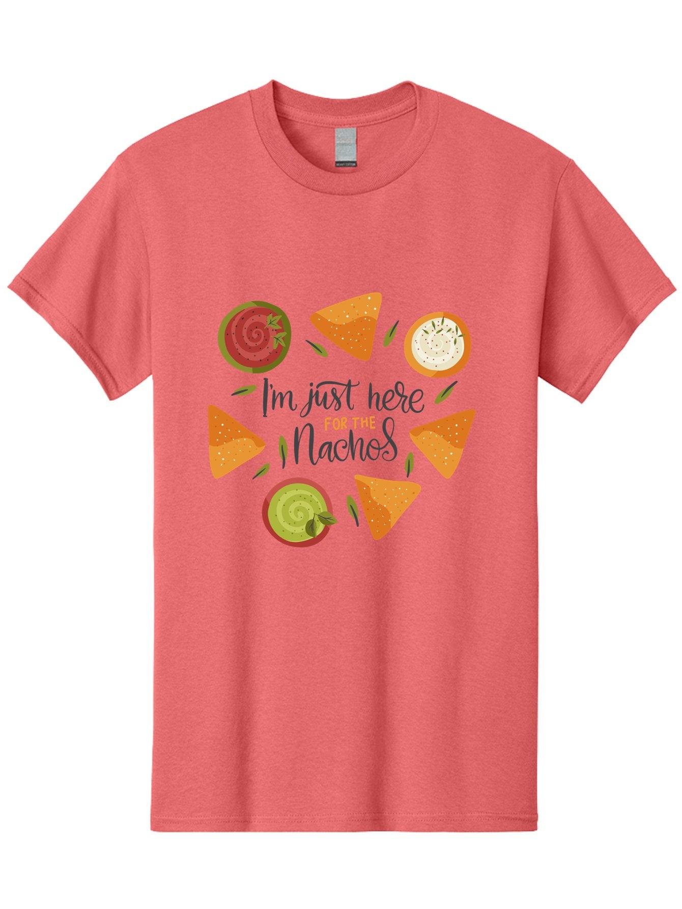 I-M-Just-Here-For-The-Nachos-1 Men'S Graphic Tee, 100% Cotton, Comfortable Casual Summer Wear, Machine Washable, Nachos, Dips, Salsa, Guacamole, Queso, Tortilla Chips, Snack Time, Mexican Food, Party Food, Nacho Cheese, Appetizer -  Aaa262 9