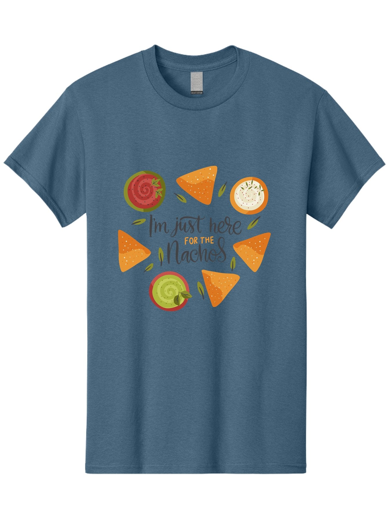 I-M-Just-Here-For-The-Nachos-1 Men'S Graphic Tee, 100% Cotton, Comfortable Casual Summer Wear, Machine Washable, Nachos, Dips, Salsa, Guacamole, Queso, Tortilla Chips, Snack Time, Mexican Food, Party Food, Nacho Cheese, Appetizer -  Aaa262 29