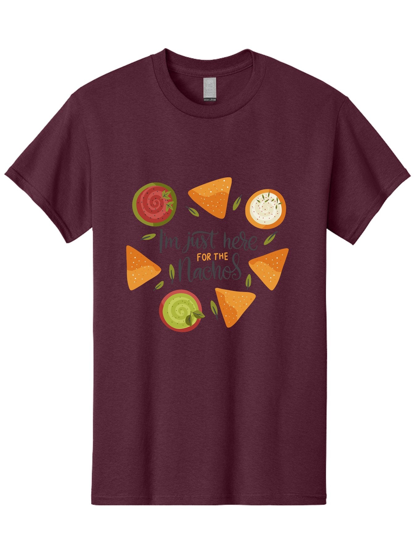 I-M-Just-Here-For-The-Nachos-1 Men'S Graphic Tee, 100% Cotton, Comfortable Casual Summer Wear, Machine Washable, Nachos, Dips, Salsa, Guacamole, Queso, Tortilla Chips, Snack Time, Mexican Food, Party Food, Nacho Cheese, Appetizer -  Aaa262 23