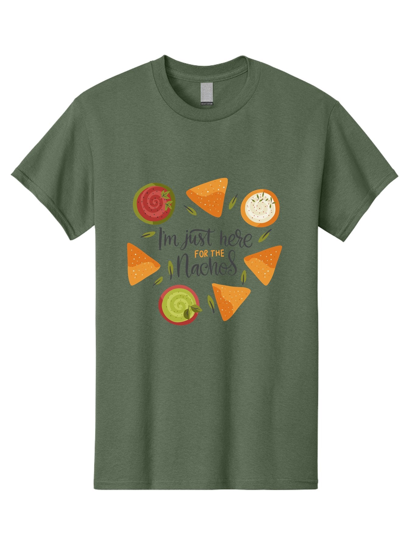 I-M-Just-Here-For-The-Nachos-1 Men'S Graphic Tee, 100% Cotton, Comfortable Casual Summer Wear, Machine Washable, Nachos, Dips, Salsa, Guacamole, Queso, Tortilla Chips, Snack Time, Mexican Food, Party Food, Nacho Cheese, Appetizer -  Aaa262 19