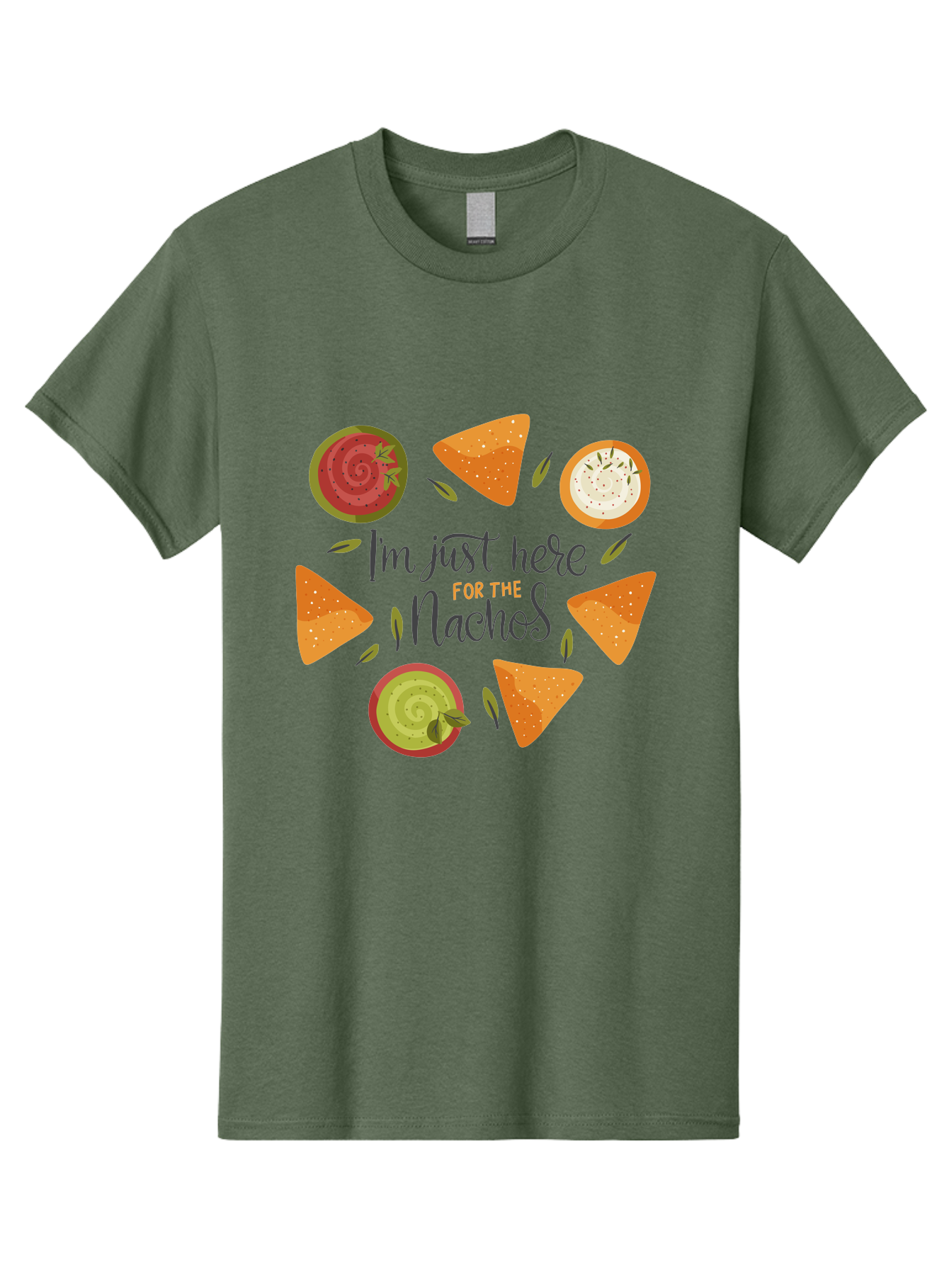 I-M-Just-Here-For-The-Nachos-1 Men'S Graphic Tee, 100% Cotton, Comfortable Casual Summer Wear, Machine Washable, Nachos, Dips, Salsa, Guacamole, Queso, Tortilla Chips, Snack Time, Mexican Food, Party Food, Nacho Cheese, Appetizer -  Aaa262 7