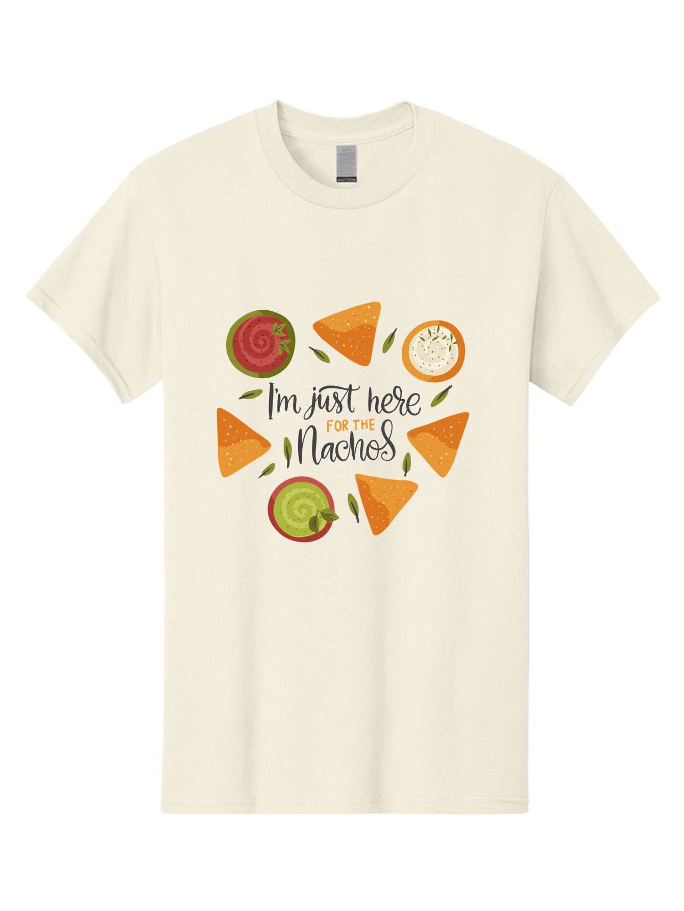 I-M-Just-Here-For-The-Nachos-1 Men'S Graphic Tee, 100% Cotton, Comfortable Casual Summer Wear, Machine Washable, Nachos, Dips, Salsa, Guacamole, Queso, Tortilla Chips, Snack Time, Mexican Food, Party Food, Nacho Cheese, Appetizer -  Aaa262 27