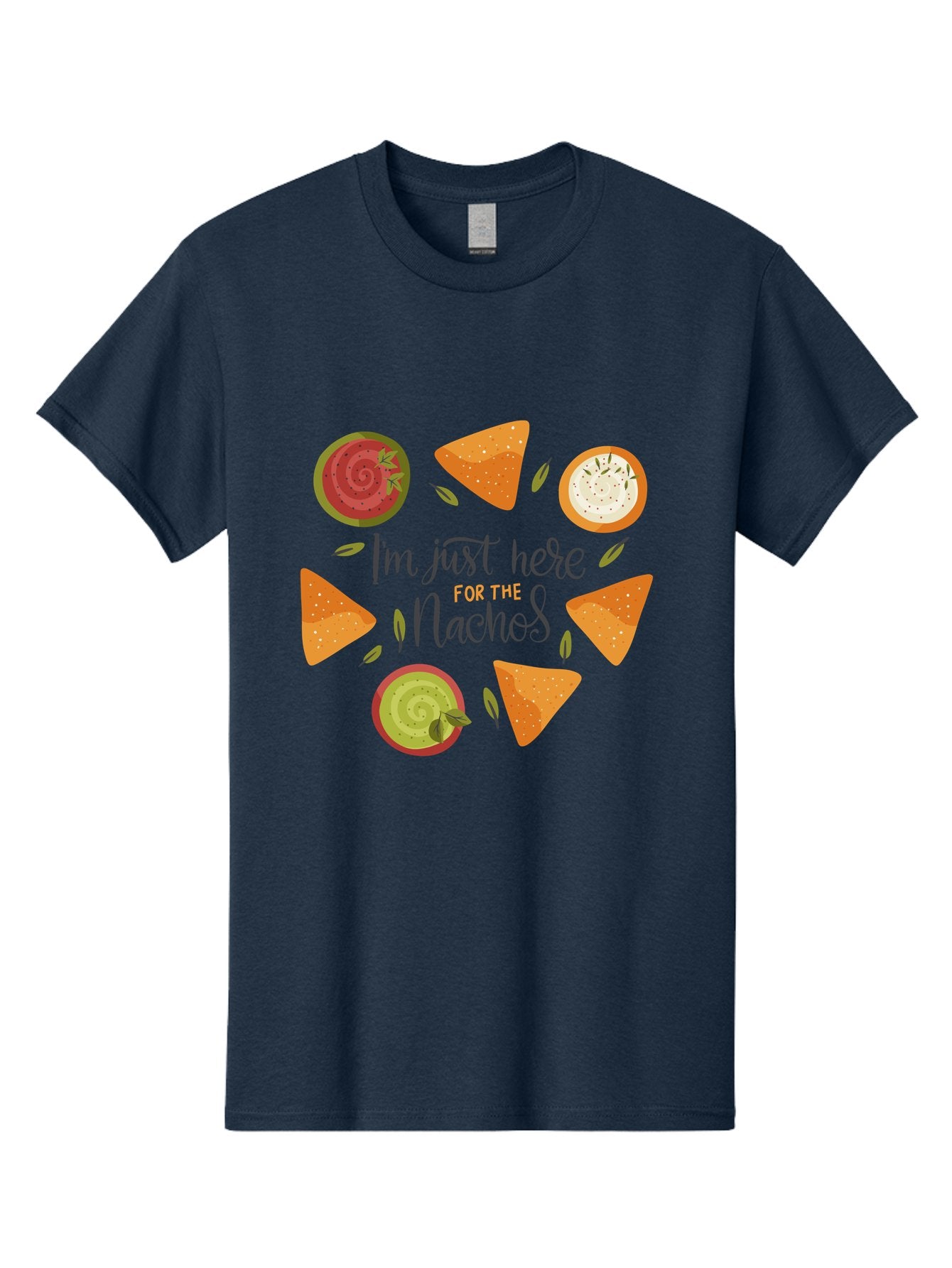 I-M-Just-Here-For-The-Nachos-1 Men'S Graphic Tee, 100% Cotton, Comfortable Casual Summer Wear, Machine Washable, Nachos, Dips, Salsa, Guacamole, Queso, Tortilla Chips, Snack Time, Mexican Food, Party Food, Nacho Cheese, Appetizer -  Aaa262 21