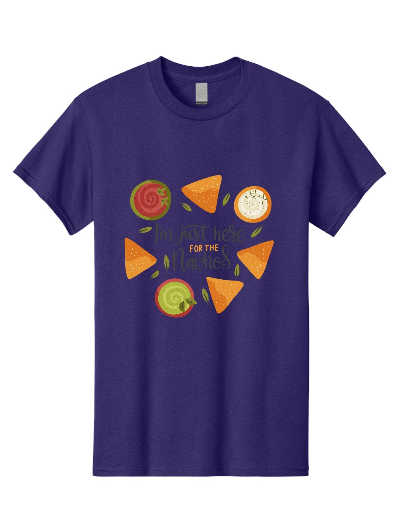 I-M-Just-Here-For-The-Nachos-1 Men'S Graphic Tee, 100% Cotton, Comfortable Casual Summer Wear, Machine Washable, Nachos, Dips, Salsa, Guacamole, Queso, Tortilla Chips, Snack Time, Mexican Food, Party Food, Nacho Cheese, Appetizer -  Aaa262 7