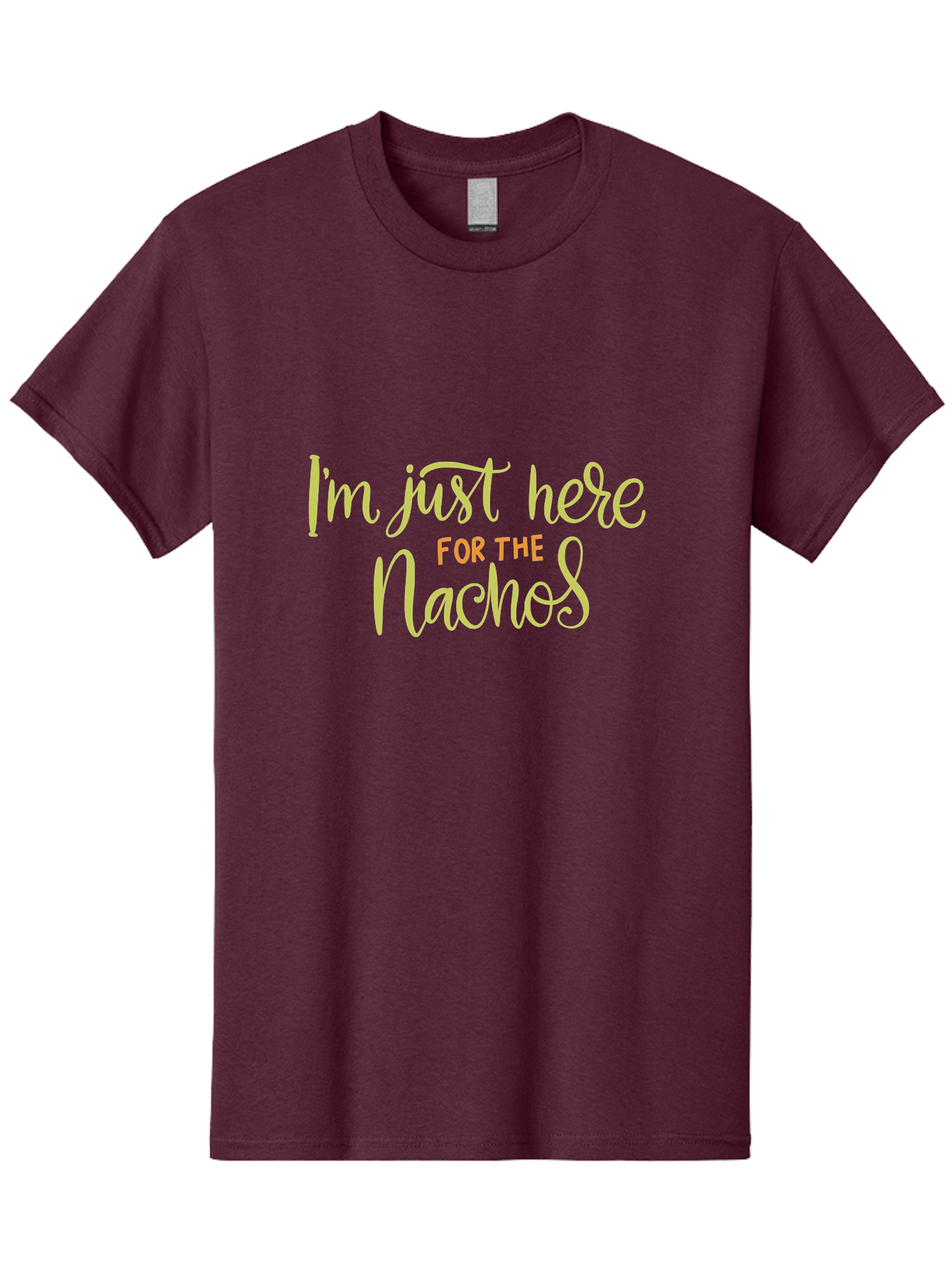 I-M-Just-Here-For-The-Nachos-2 Men'S Graphic Tee, 100% Cotton, Comfortable Casual Summer Wear, Machine Washable, Nachos, Funny Quote, Humorous Phrase, Foodie Humor, Comedic Saying, Cheesy Nachos, Snack Lovers, Amusing Text, Playful Phrase, -  Aaa263