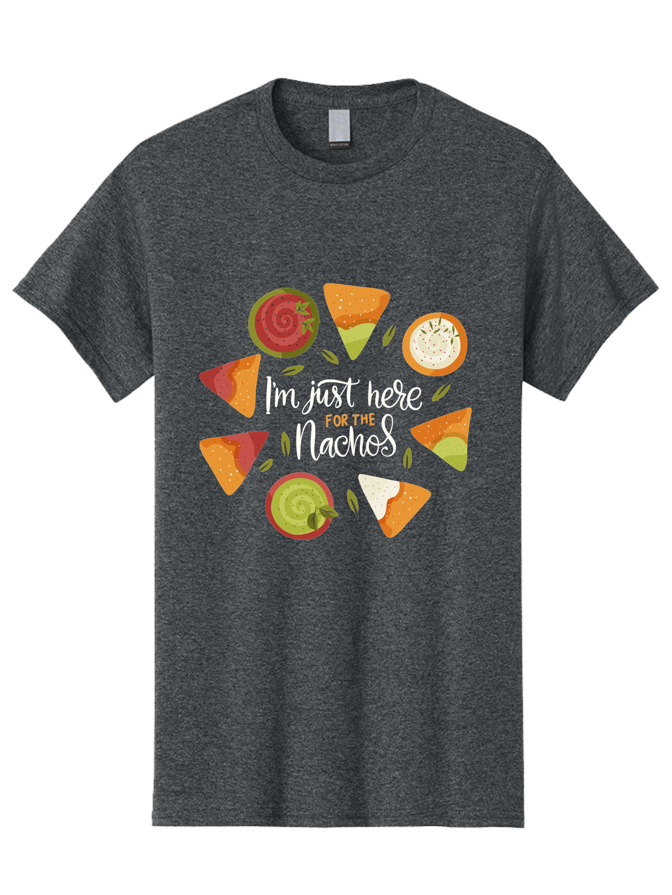 I-M-Just-Here-For-The-Nachos Men'S Graphic Tee, 100% Cotton, Comfortable Casual Summer Wear, Machine Washable, Nachos, Tortilla Chips, Dips, Salsa, Guacamole, Mexican Food, Snack Time, Party Food, Appetizer, Finger Food, Delicious -  Aaa265 13