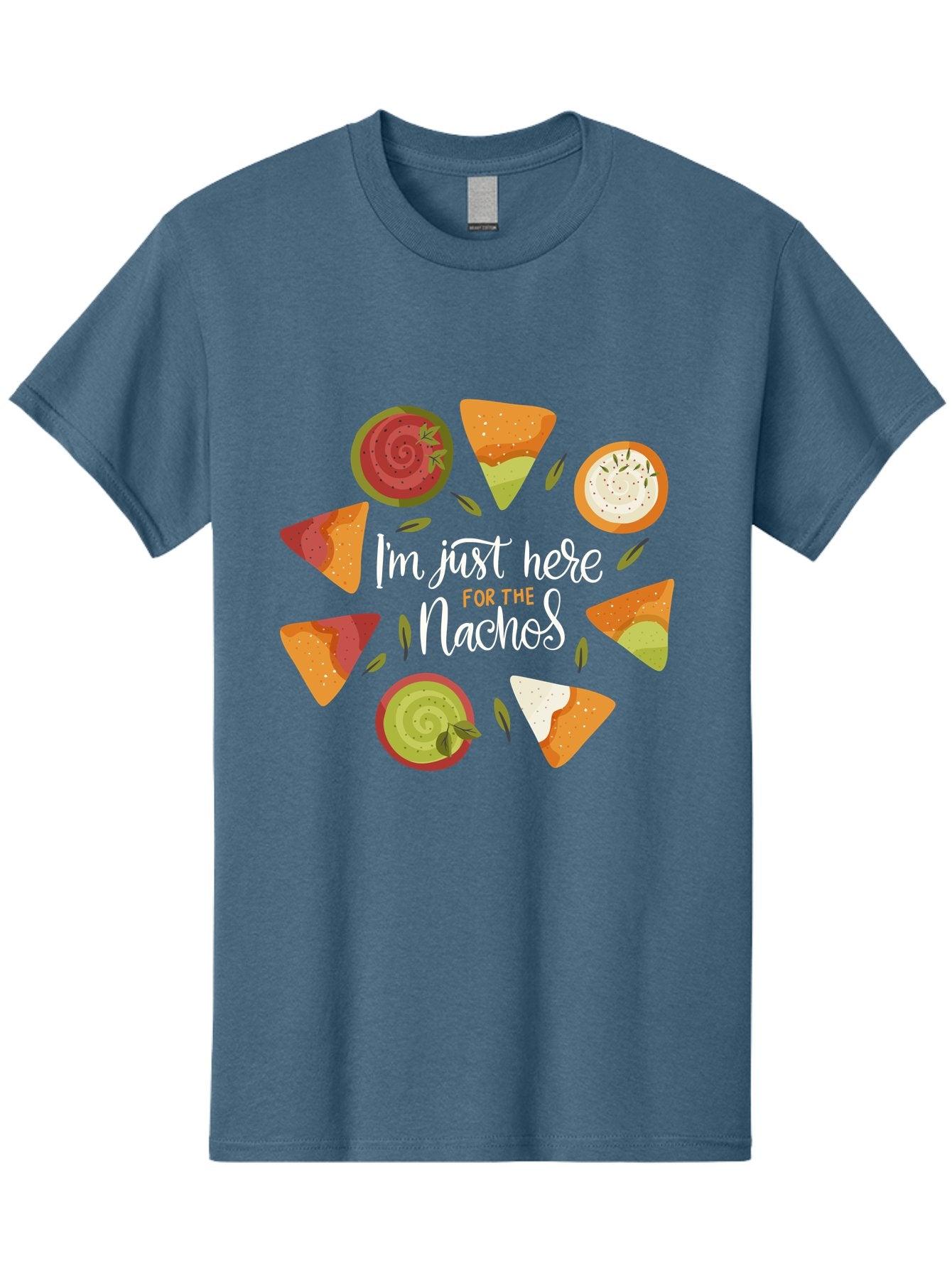 I-M-Just-Here-For-The-Nachos Men'S Graphic Tee, 100% Cotton, Comfortable Casual Summer Wear, Machine Washable, Nachos, Tortilla Chips, Dips, Salsa, Guacamole, Mexican Food, Snack Time, Party Food, Appetizer, Finger Food, Delicious -  Aaa265 17