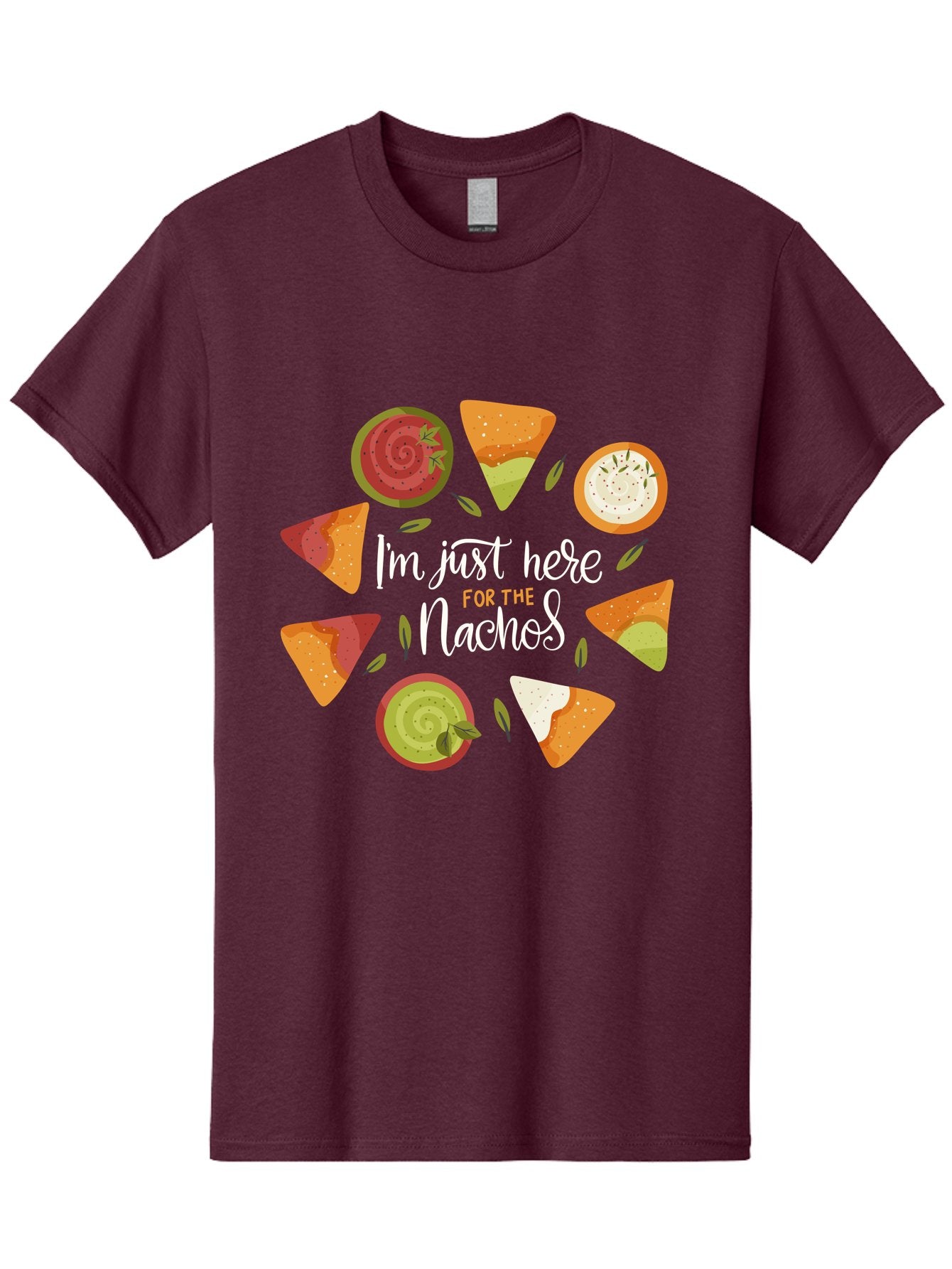 I-M-Just-Here-For-The-Nachos Men'S Graphic Tee, 100% Cotton, Comfortable Casual Summer Wear, Machine Washable, Nachos, Tortilla Chips, Dips, Salsa, Guacamole, Mexican Food, Snack Time, Party Food, Appetizer, Finger Food, Delicious -  Aaa265 9