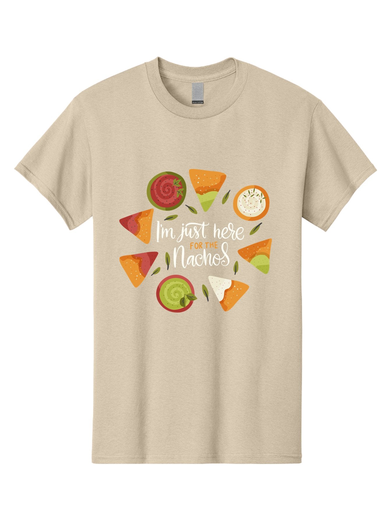 I-M-Just-Here-For-The-Nachos Men'S Graphic Tee, 100% Cotton, Comfortable Casual Summer Wear, Machine Washable, Nachos, Tortilla Chips, Dips, Salsa, Guacamole, Mexican Food, Snack Time, Party Food, Appetizer, Finger Food, Delicious -  Aaa265 7