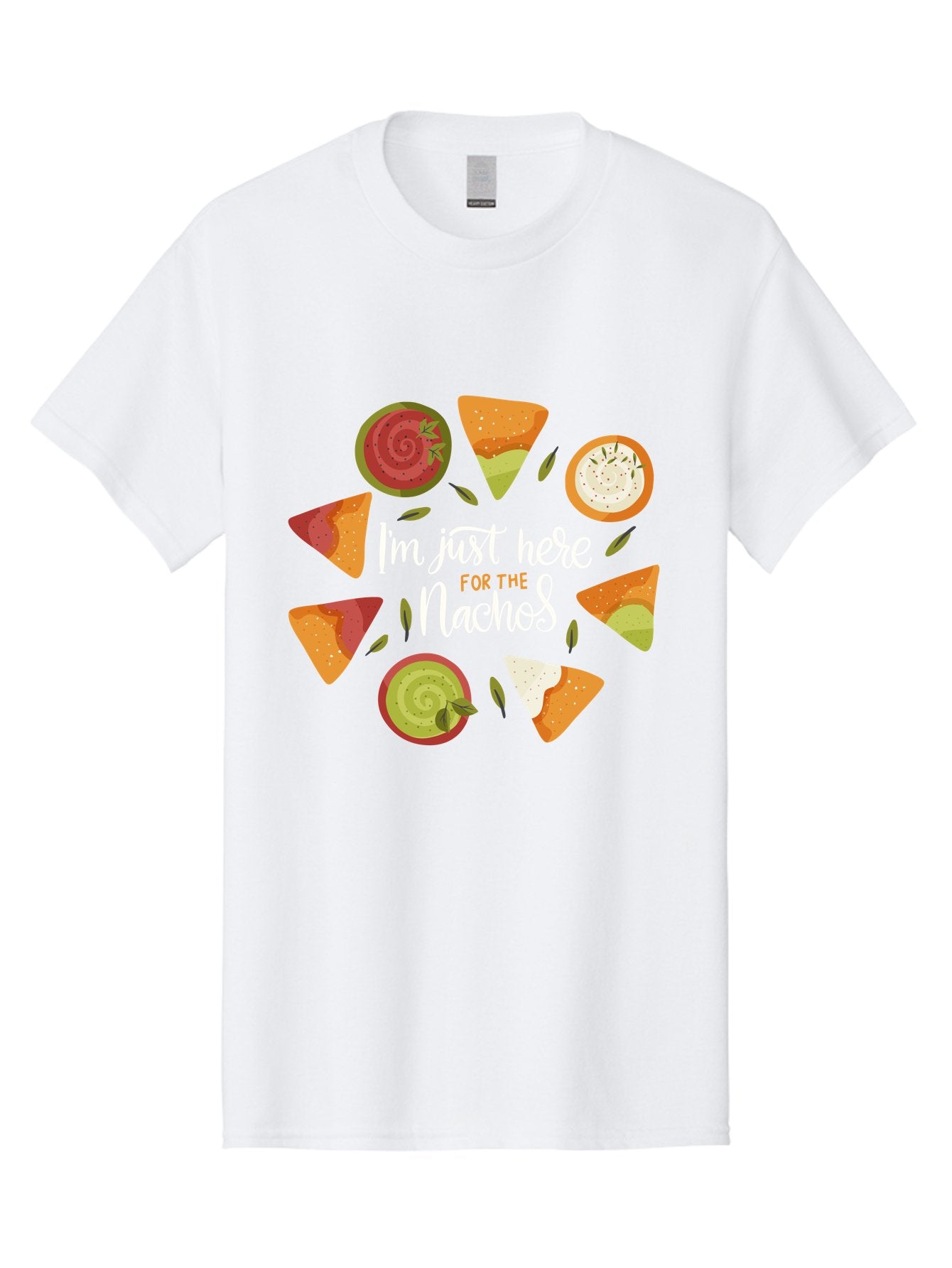 I-M-Just-Here-For-The-Nachos Men'S Graphic Tee, 100% Cotton, Comfortable Casual Summer Wear, Machine Washable, Nachos, Tortilla Chips, Dips, Salsa, Guacamole, Mexican Food, Snack Time, Party Food, Appetizer, Finger Food, Delicious -  Aaa265 3