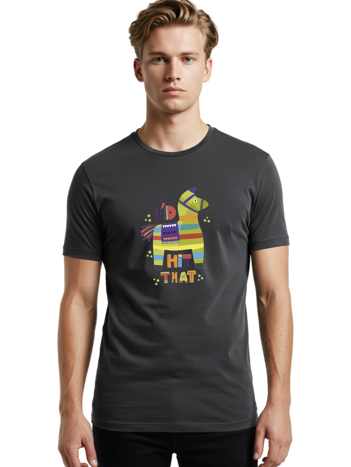 Kick-It Men'S Graphic Tee, 100% Cotton, Comfortable Casual Summer Wear, Machine Washable, Colorful Pinata, Festive Decorations, Party Theme, Vibrant Colors, Celebratory Atmosphere, Fun, Playful, Kick That Pinata -  Aaa268 26