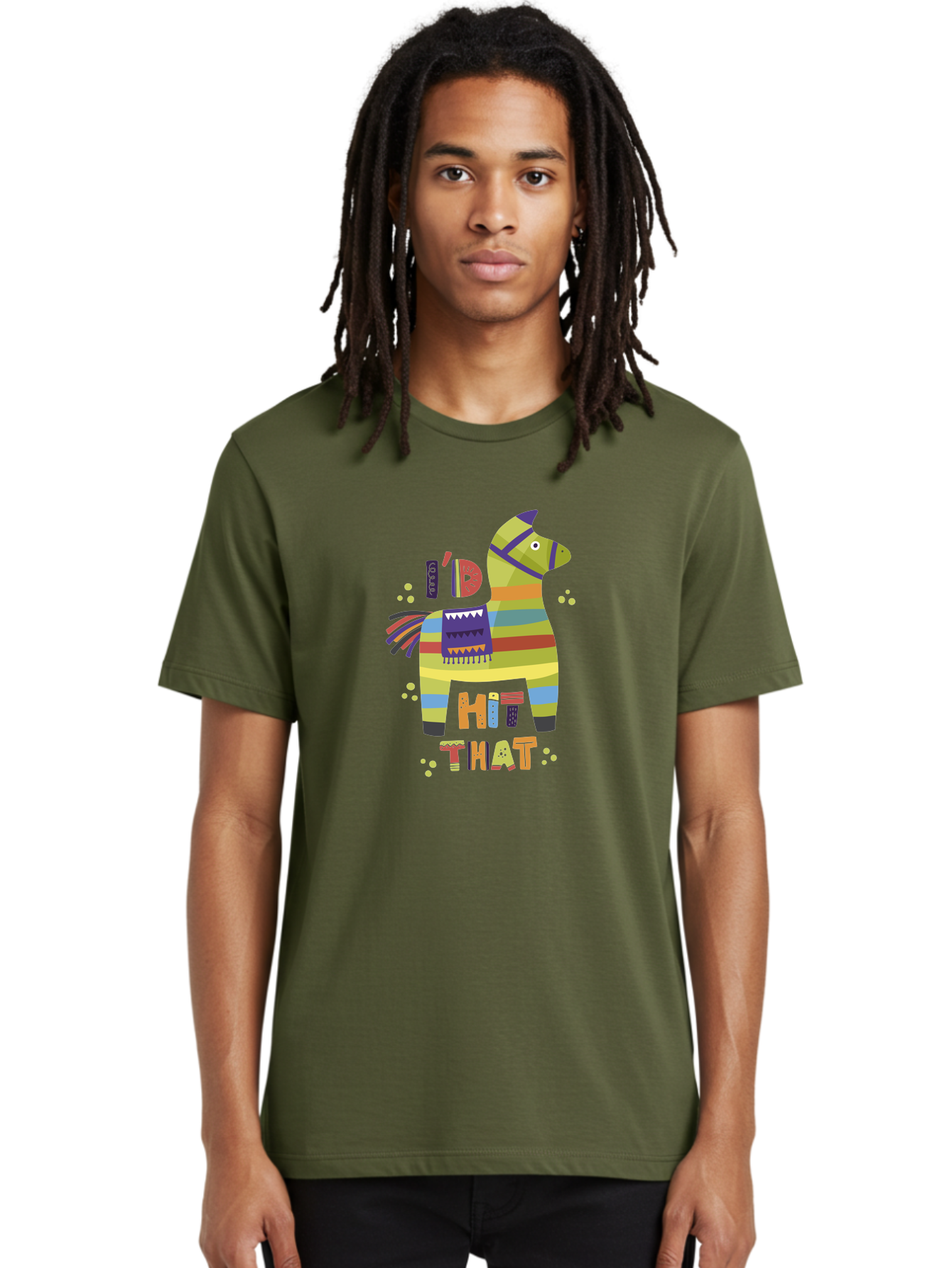 Kick-It Men'S Graphic Tee, 100% Cotton, Comfortable Casual Summer Wear, Machine Washable, Colorful Pinata, Festive Decorations, Party Theme, Vibrant Colors, Celebratory Atmosphere, Fun, Playful, Kick That Pinata -  Aaa268
