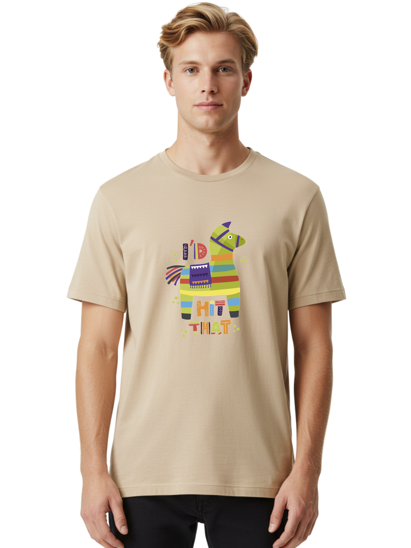 Kick-It Men'S Graphic Tee, 100% Cotton, Comfortable Casual Summer Wear, Machine Washable, Colorful Pinata, Festive Decorations, Party Theme, Vibrant Colors, Celebratory Atmosphere, Fun, Playful, Kick That Pinata -  Aaa268 8