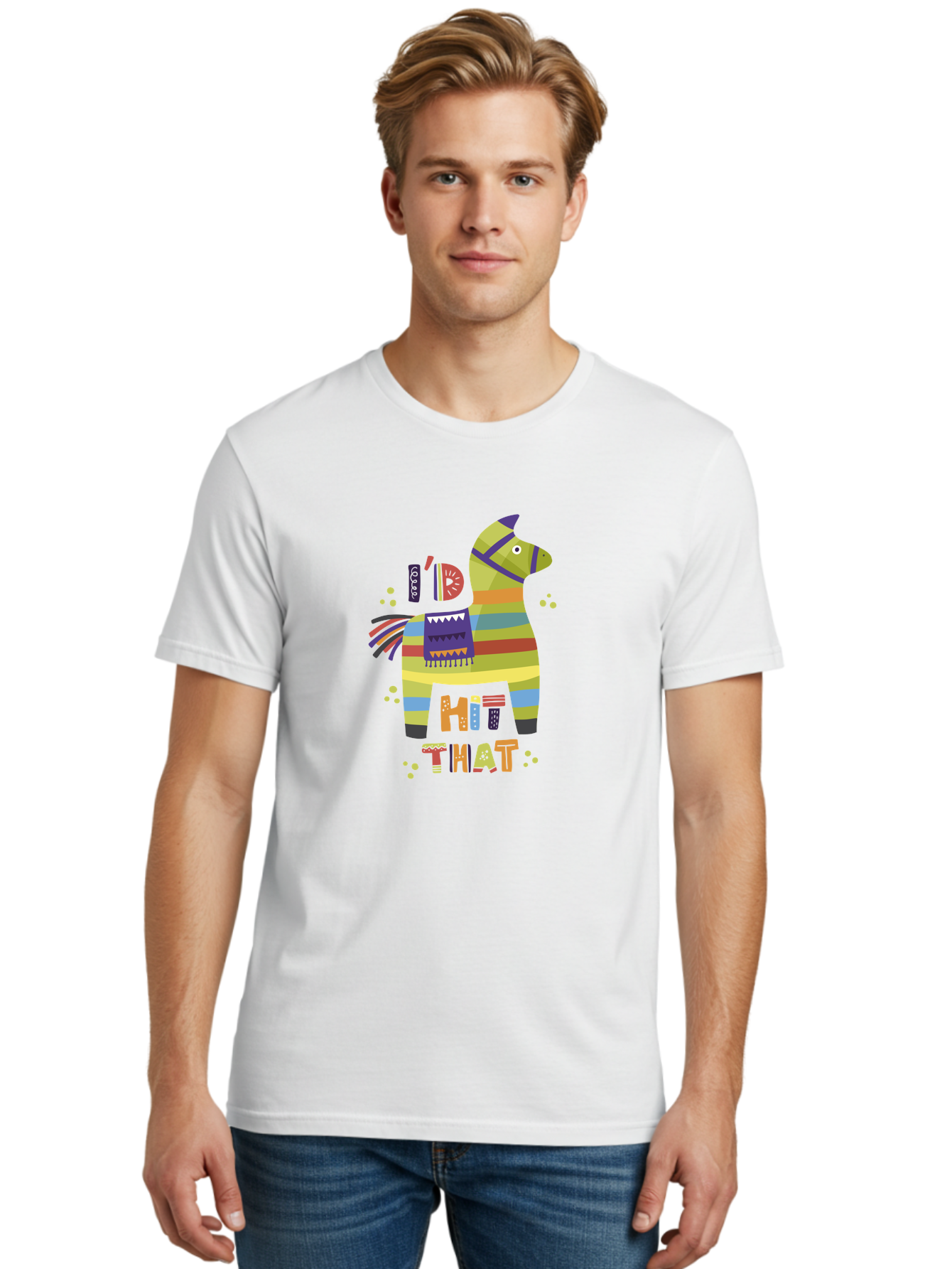 Kick-It Men'S Graphic Tee, 100% Cotton, Comfortable Casual Summer Wear, Machine Washable, Colorful Pinata, Festive Decorations, Party Theme, Vibrant Colors, Celebratory Atmosphere, Fun, Playful, Kick That Pinata -  Aaa268 30