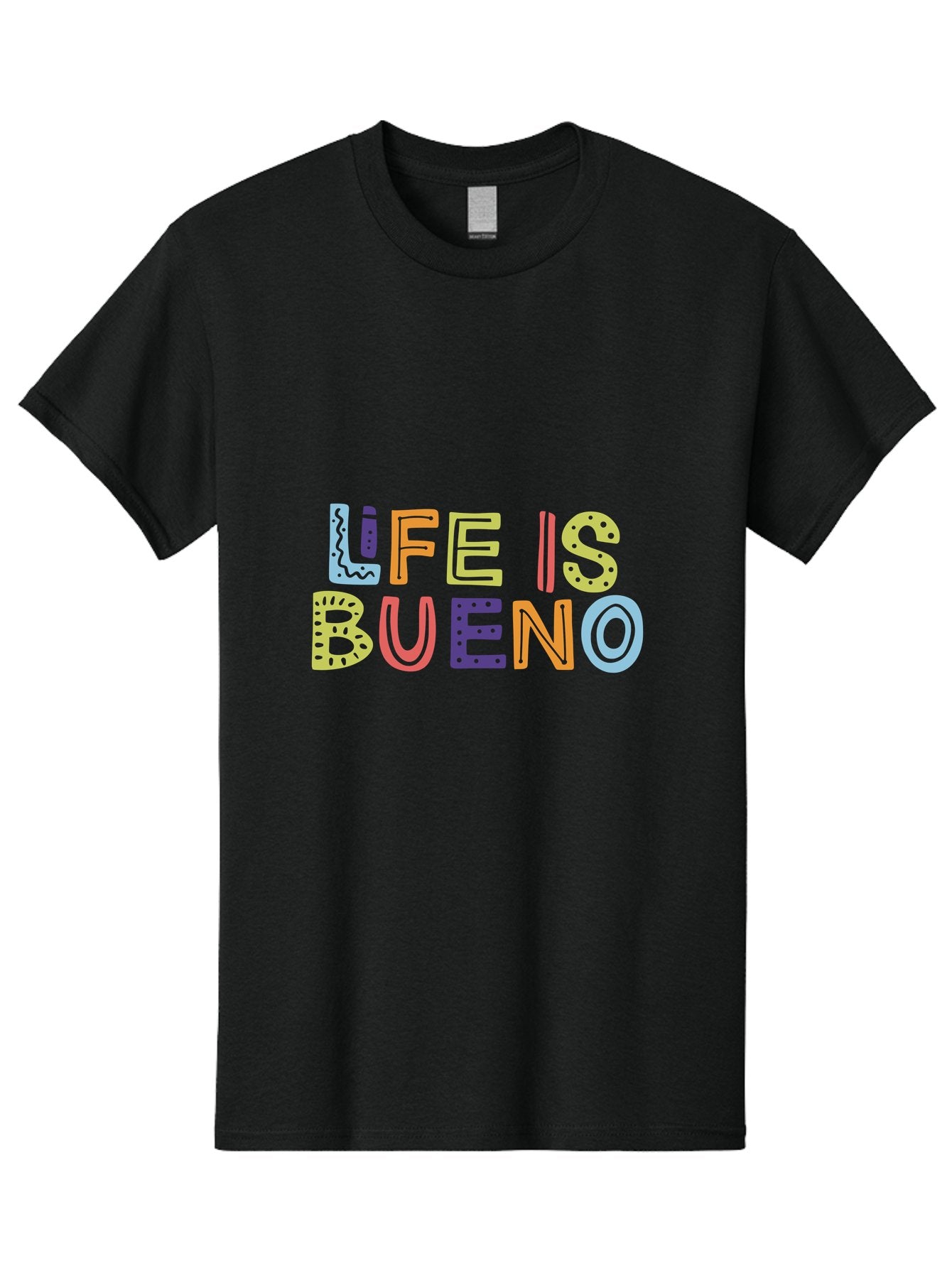 Life-Is-Bueno-2 Men'S Graphic Tee, 100% Cotton, Comfortable Casual Summer Wear, Machine Washable, Colorful Typography, Inspirational Quote, Life Is Bueno, Positive Vibes, Motivational Phrase, Good Times, Happiness, Text Graphic, -  Aaa270 25