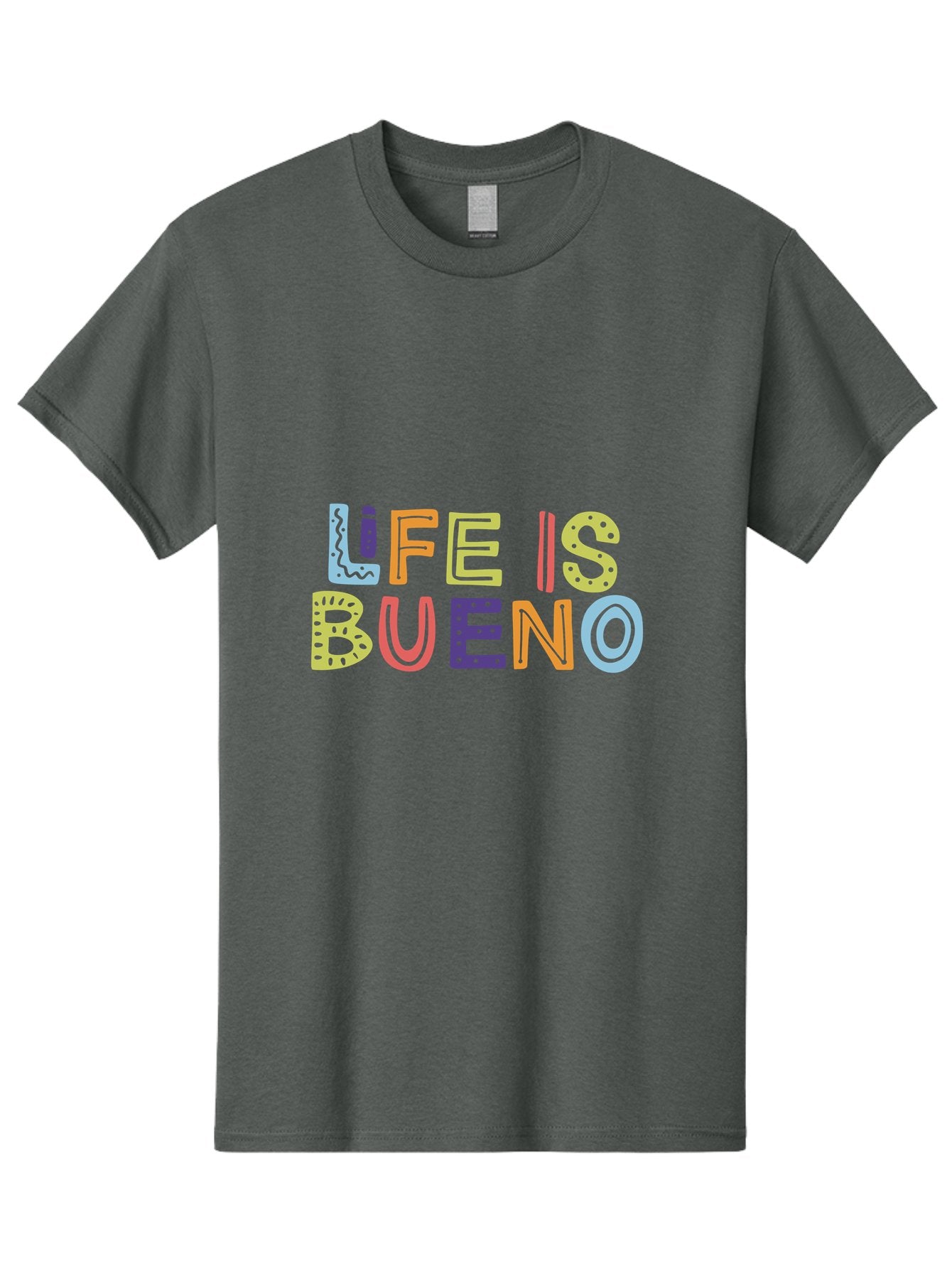 Life-Is-Bueno-2 Men'S Graphic Tee, 100% Cotton, Comfortable Casual Summer Wear, Machine Washable, Colorful Typography, Inspirational Quote, Life Is Bueno, Positive Vibes, Motivational Phrase, Good Times, Happiness, Text Graphic, -  Aaa270 23