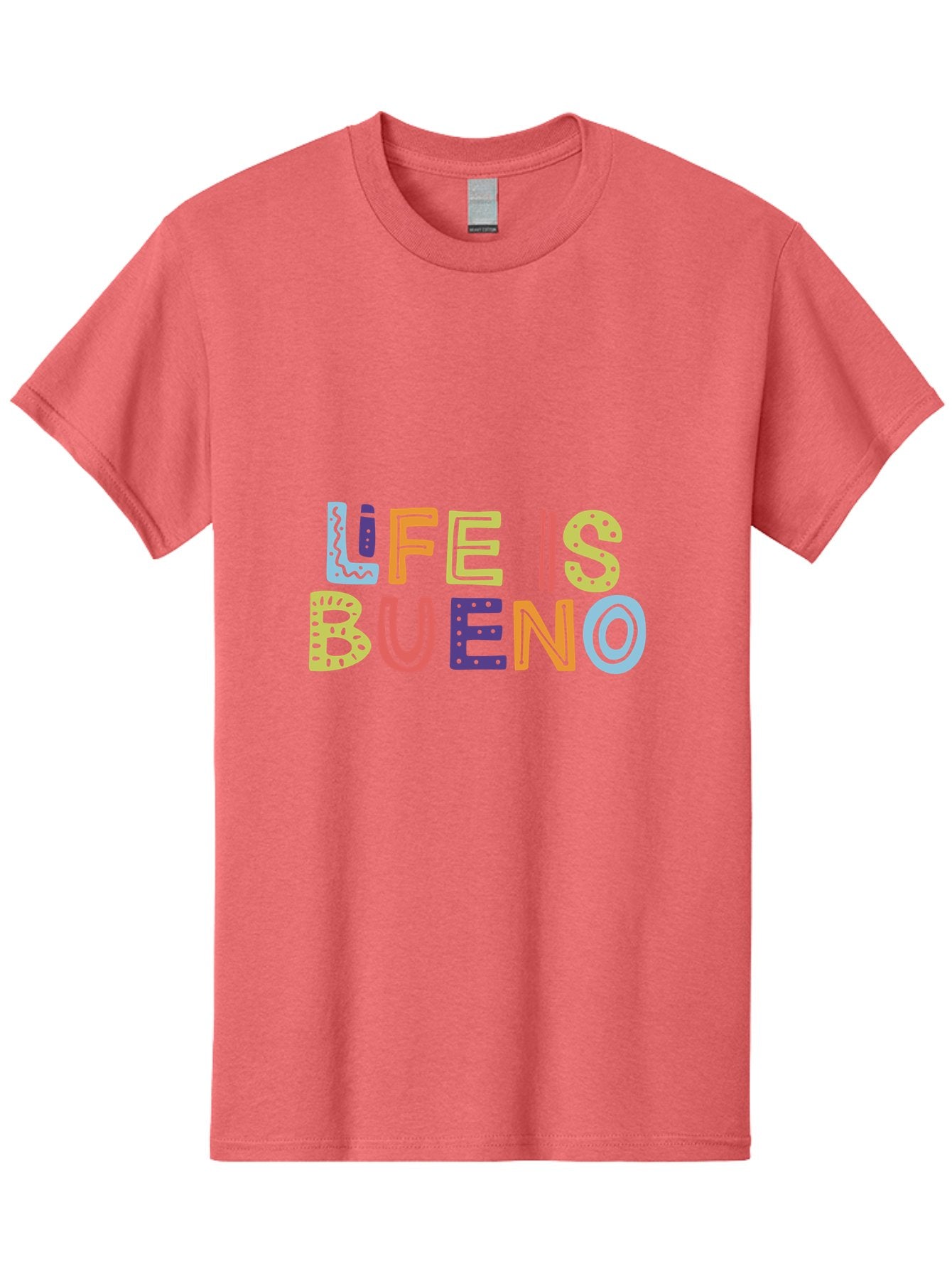 Life-Is-Bueno-2 Men'S Graphic Tee, 100% Cotton, Comfortable Casual Summer Wear, Machine Washable, Colorful Typography, Inspirational Quote, Life Is Bueno, Positive Vibes, Motivational Phrase, Good Times, Happiness, Text Graphic, -  Aaa270 5