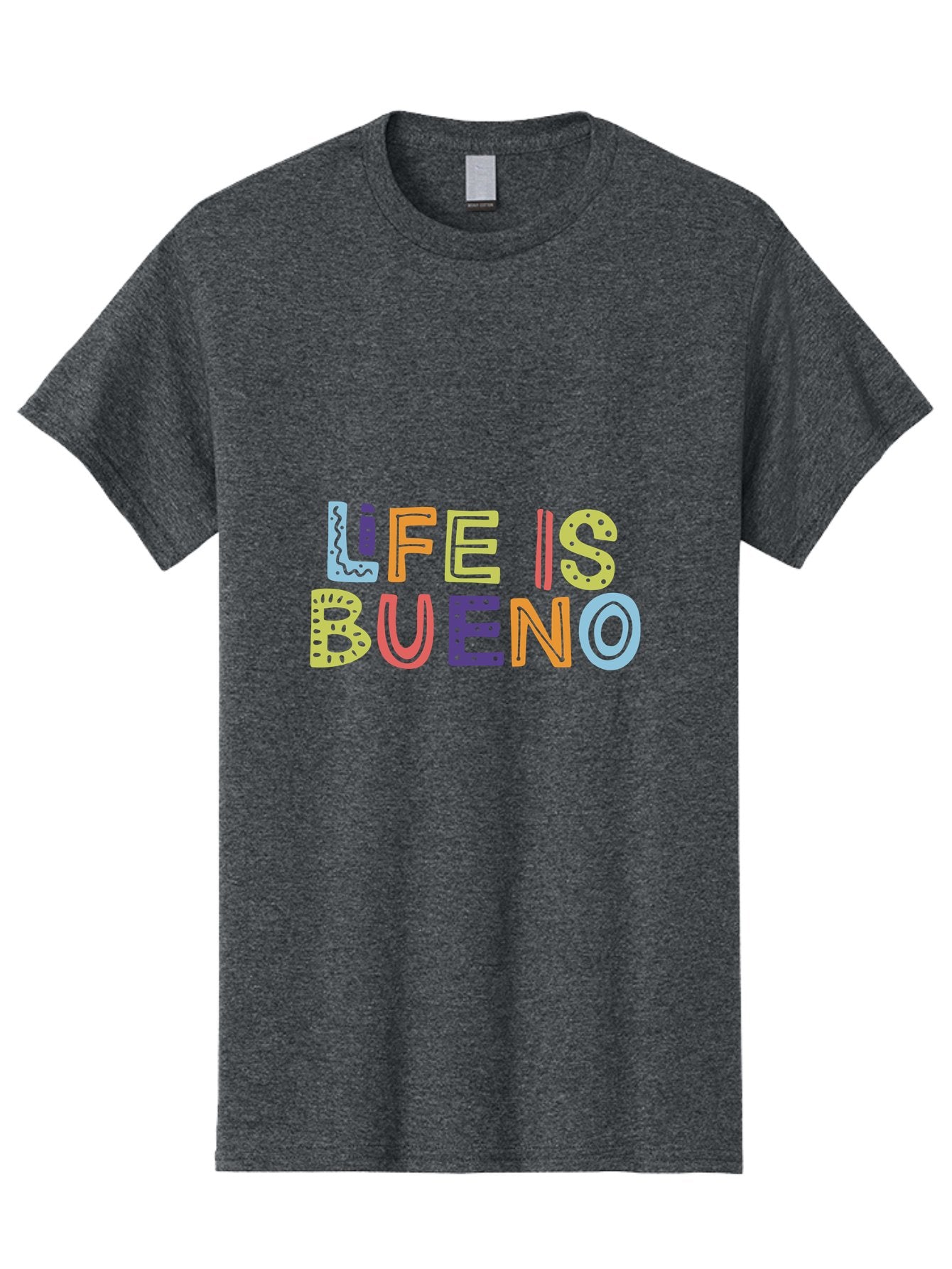 Life-Is-Bueno-2 Men'S Graphic Tee, 100% Cotton, Comfortable Casual Summer Wear, Machine Washable, Colorful Typography, Inspirational Quote, Life Is Bueno, Positive Vibes, Motivational Phrase, Good Times, Happiness, Text Graphic, -  Aaa270 19