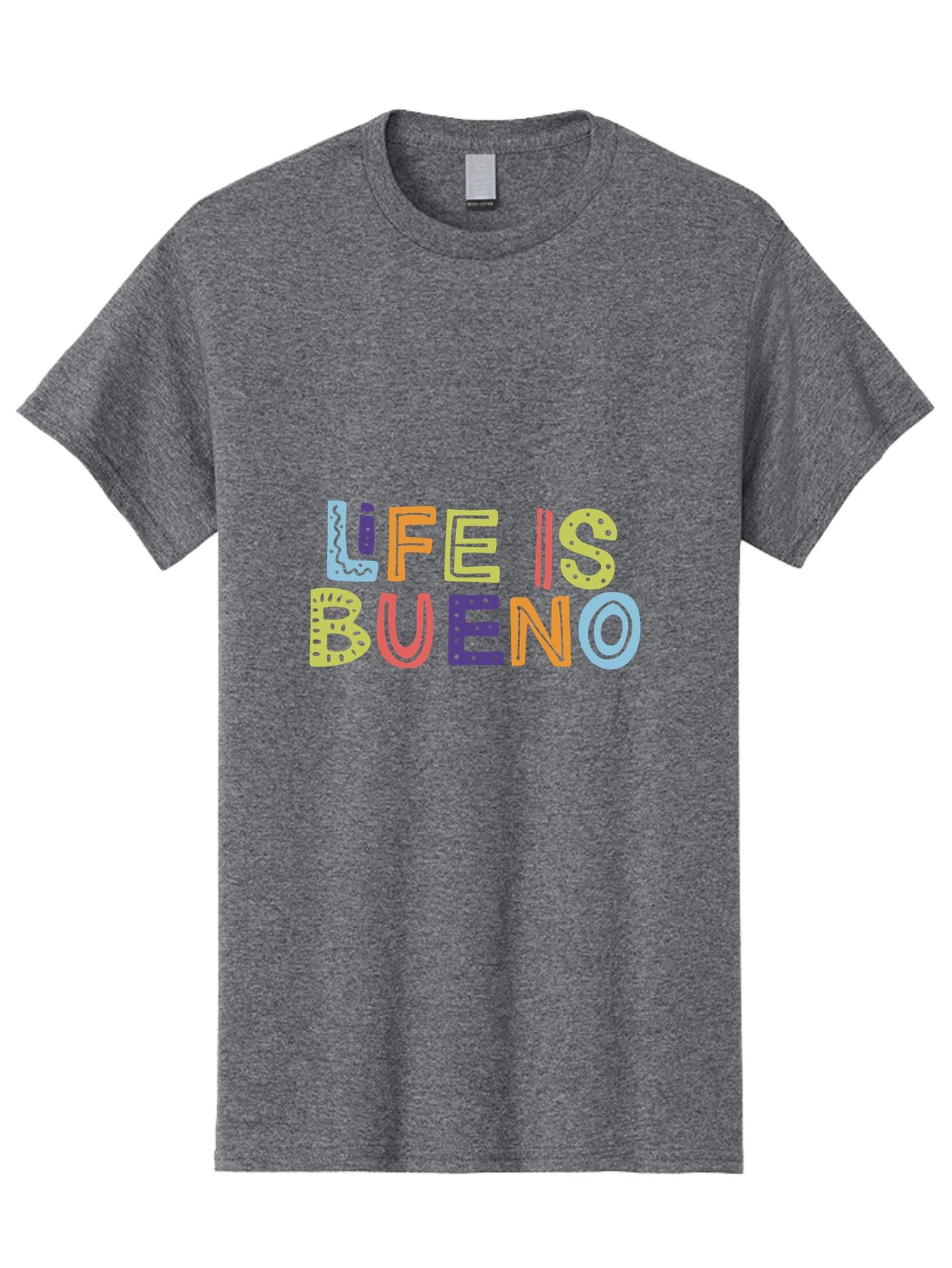 Life-Is-Bueno-2 Men'S Graphic Tee, 100% Cotton, Comfortable Casual Summer Wear, Machine Washable, Colorful Typography, Inspirational Quote, Life Is Bueno, Positive Vibes, Motivational Phrase, Good Times, Happiness, Text Graphic, -  Aaa270 29