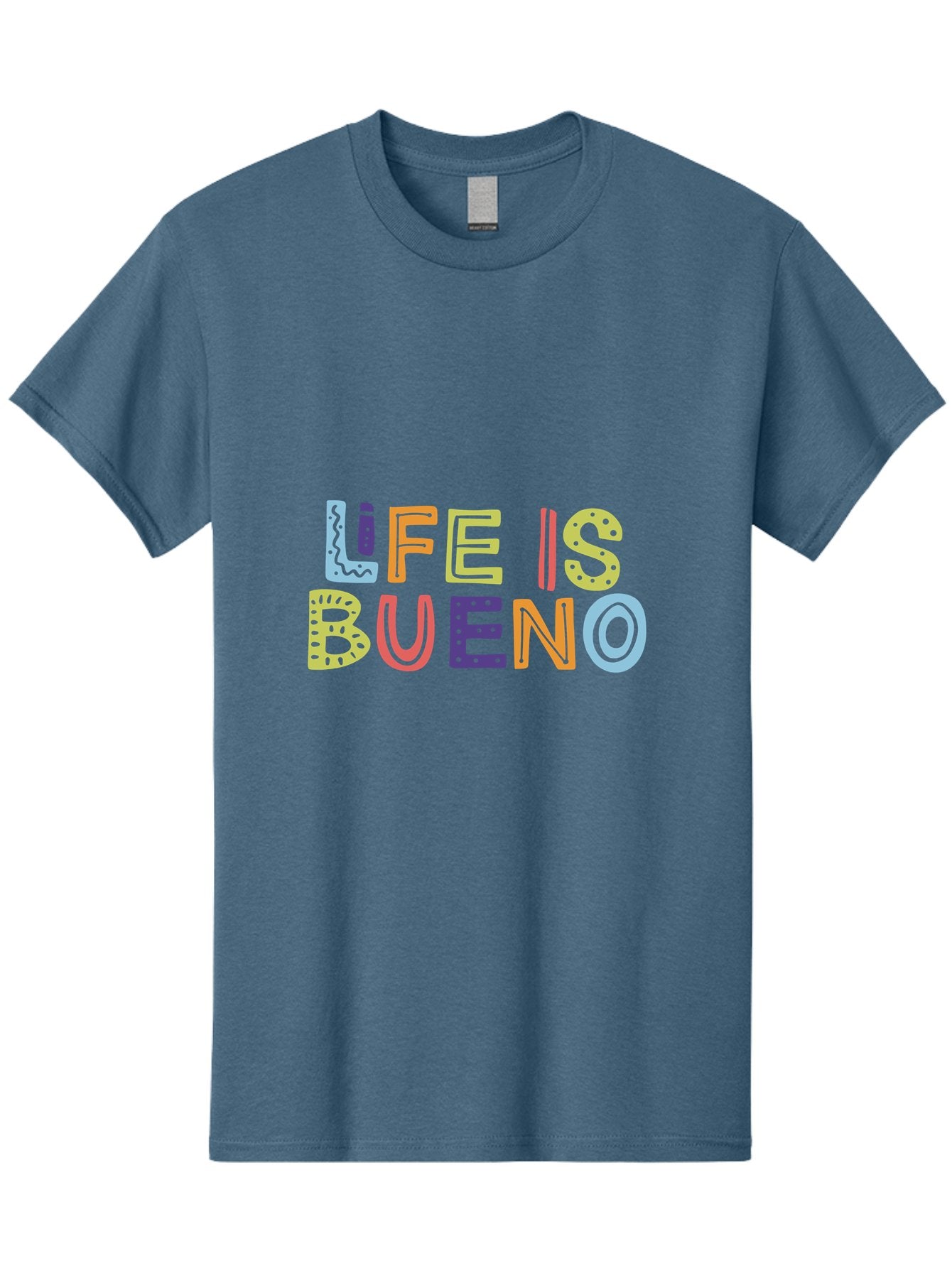 Life-Is-Bueno-2 Men'S Graphic Tee, 100% Cotton, Comfortable Casual Summer Wear, Machine Washable, Colorful Typography, Inspirational Quote, Life Is Bueno, Positive Vibes, Motivational Phrase, Good Times, Happiness, Text Graphic, -  Aaa270 9