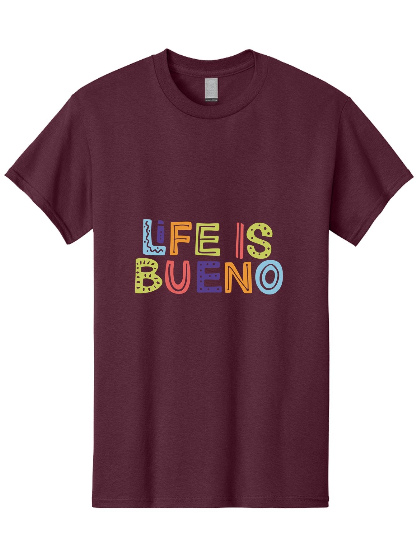 Life-Is-Bueno-2 Men'S Graphic Tee, 100% Cotton, Comfortable Casual Summer Wear, Machine Washable, Colorful Typography, Inspirational Quote, Life Is Bueno, Positive Vibes, Motivational Phrase, Good Times, Happiness, Text Graphic, -  Aaa270 15
