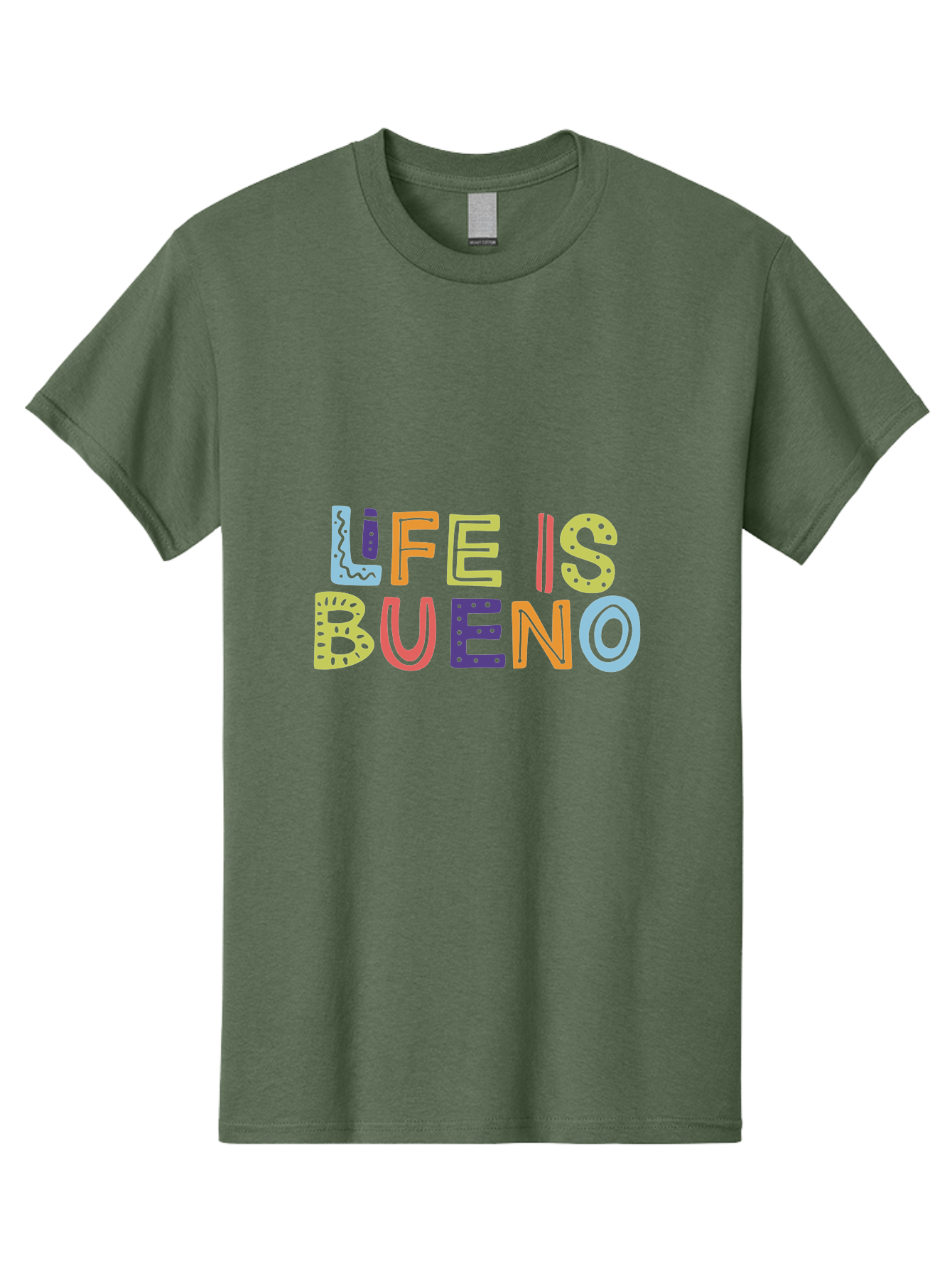 Life-Is-Bueno-2 Men'S Graphic Tee, 100% Cotton, Comfortable Casual Summer Wear, Machine Washable, Colorful Typography, Inspirational Quote, Life Is Bueno, Positive Vibes, Motivational Phrase, Good Times, Happiness, Text Graphic, -  Aaa270 3