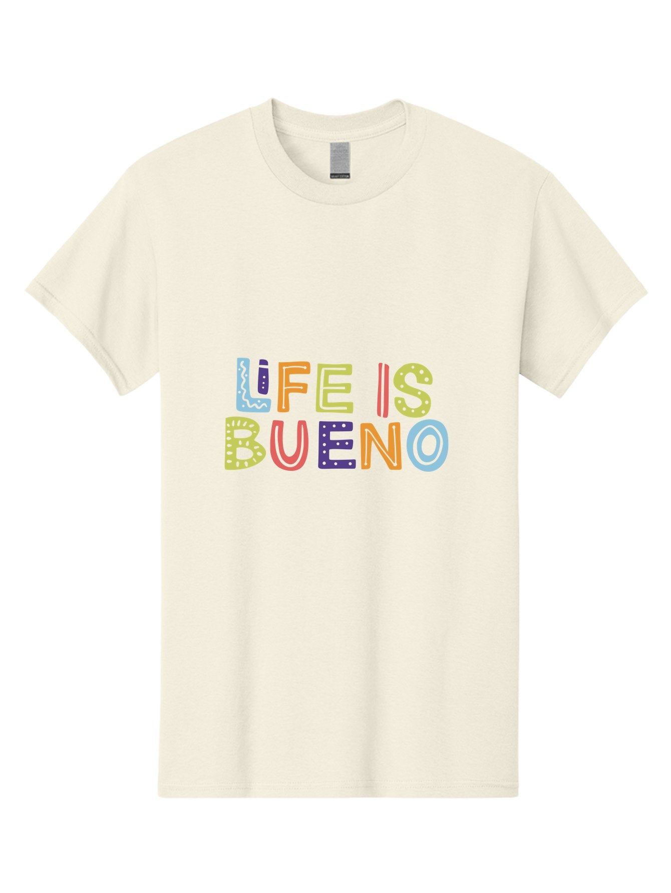 Life-Is-Bueno-2 Men'S Graphic Tee, 100% Cotton, Comfortable Casual Summer Wear, Machine Washable, Colorful Typography, Inspirational Quote, Life Is Bueno, Positive Vibes, Motivational Phrase, Good Times, Happiness, Text Graphic, -  Aaa270 11