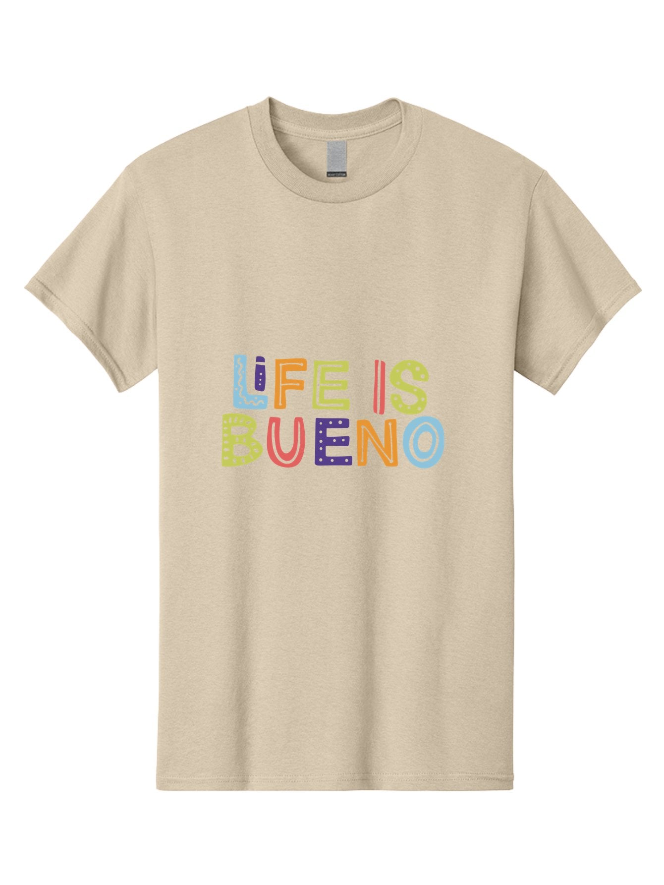 Life-Is-Bueno-2 Men'S Graphic Tee, 100% Cotton, Comfortable Casual Summer Wear, Machine Washable, Colorful Typography, Inspirational Quote, Life Is Bueno, Positive Vibes, Motivational Phrase, Good Times, Happiness, Text Graphic, -  Aaa270 27