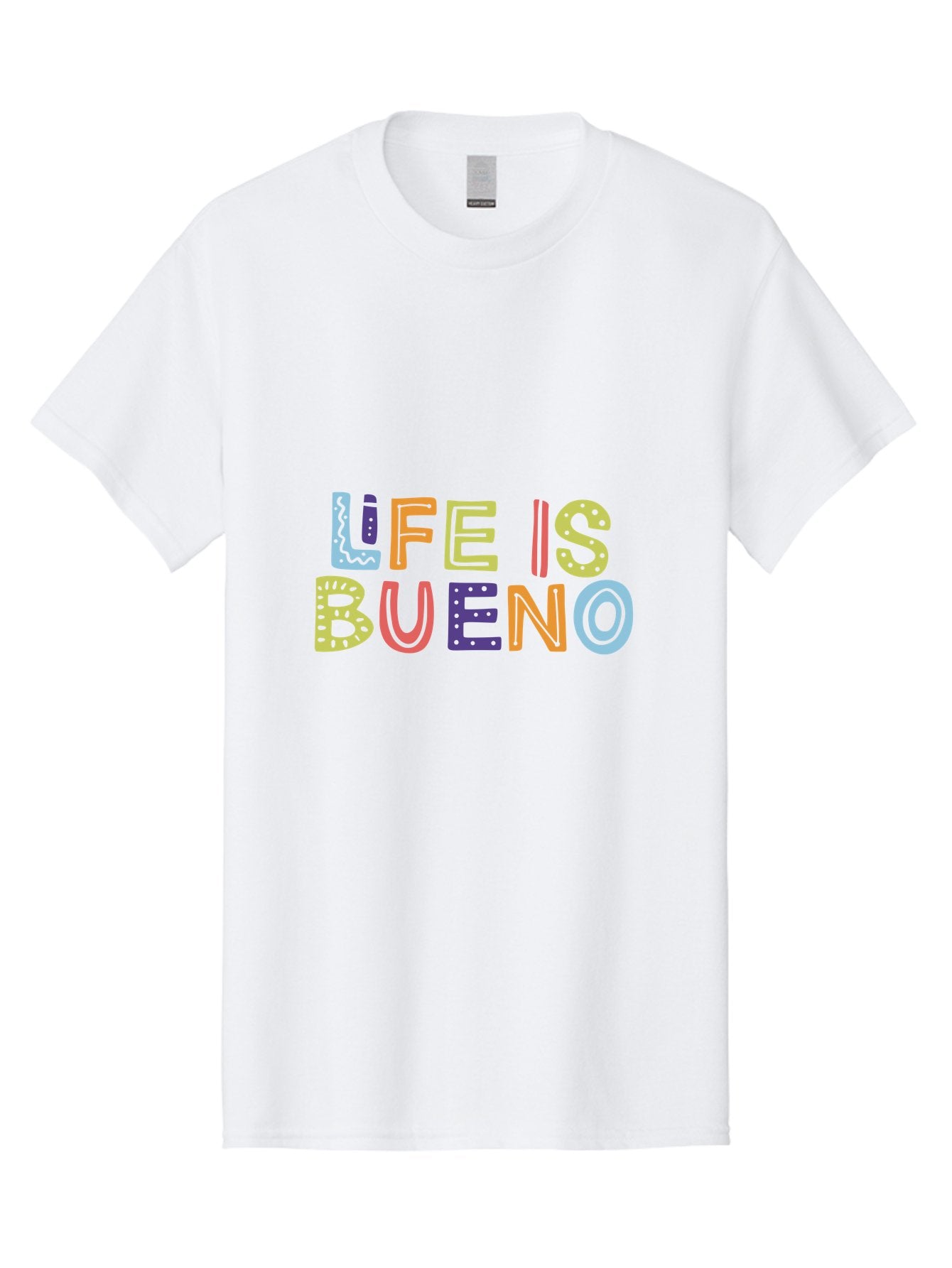Life-Is-Bueno-2 Men'S Graphic Tee, 100% Cotton, Comfortable Casual Summer Wear, Machine Washable, Colorful Typography, Inspirational Quote, Life Is Bueno, Positive Vibes, Motivational Phrase, Good Times, Happiness, Text Graphic, -  Aaa270 21
