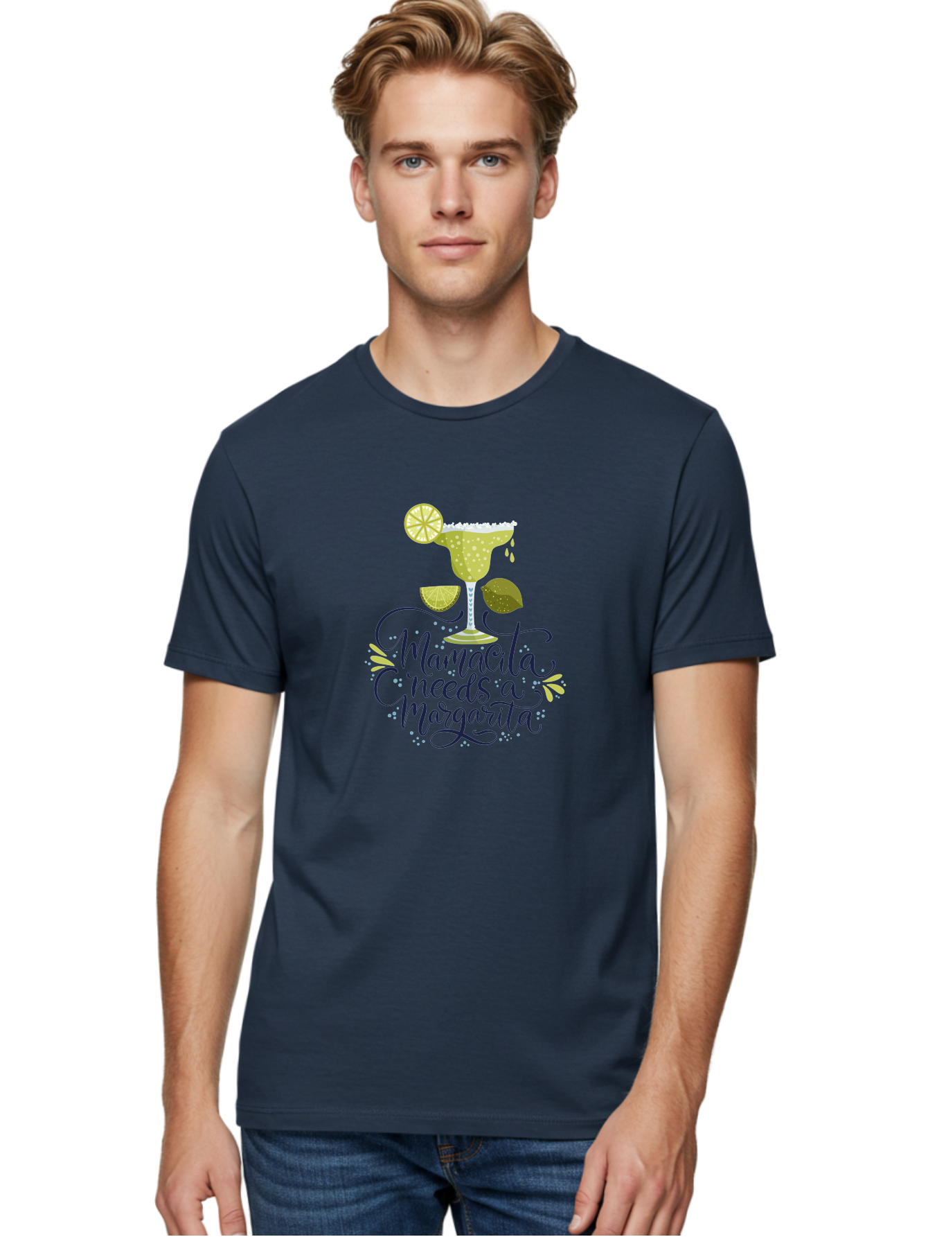 Mamacita-Needs-A-Margarita Men'S Graphic Tee, 100% Cotton, Comfortable Casual Summer Wear, Machine Washable, Margarita Cocktail, Salt Rim, Citrus Slices, Festive Drinks, Party Vibes, Summer Fun, Happy Hour, Cocktail Hour, Margarita Love, -  Aaa276