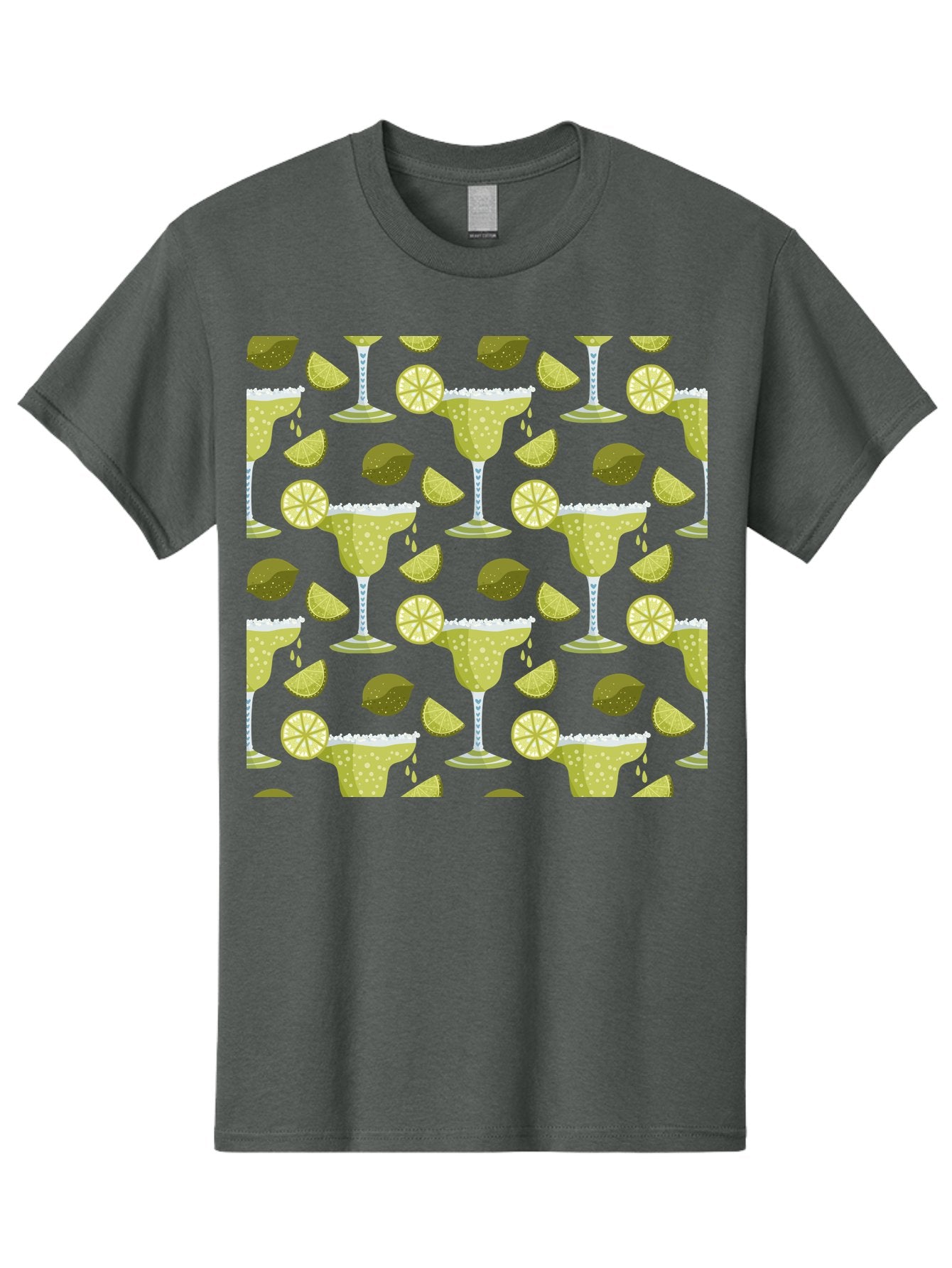 Margarita-Glasses-Lime-Wedges Men'S Graphic Tee, 100% Cotton, Comfortable Casual Summer Wear, Machine Washable, Margarita Glasses, Cocktail Glasses, Yellow Polka Dots, Salt Rims, Lime Wedges, Citrus Slices, Festive Patterns, -  Aaa277 29