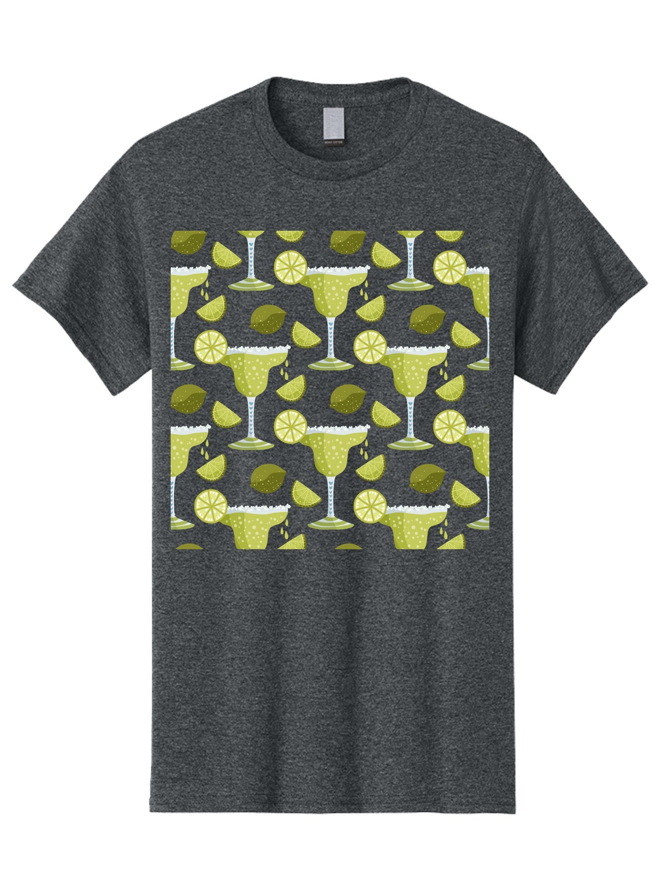 Margarita-Glasses-Lime-Wedges Men'S Graphic Tee, 100% Cotton, Comfortable Casual Summer Wear, Machine Washable, Margarita Glasses, Cocktail Glasses, Yellow Polka Dots, Salt Rims, Lime Wedges, Citrus Slices, Festive Patterns, -  Aaa277 15