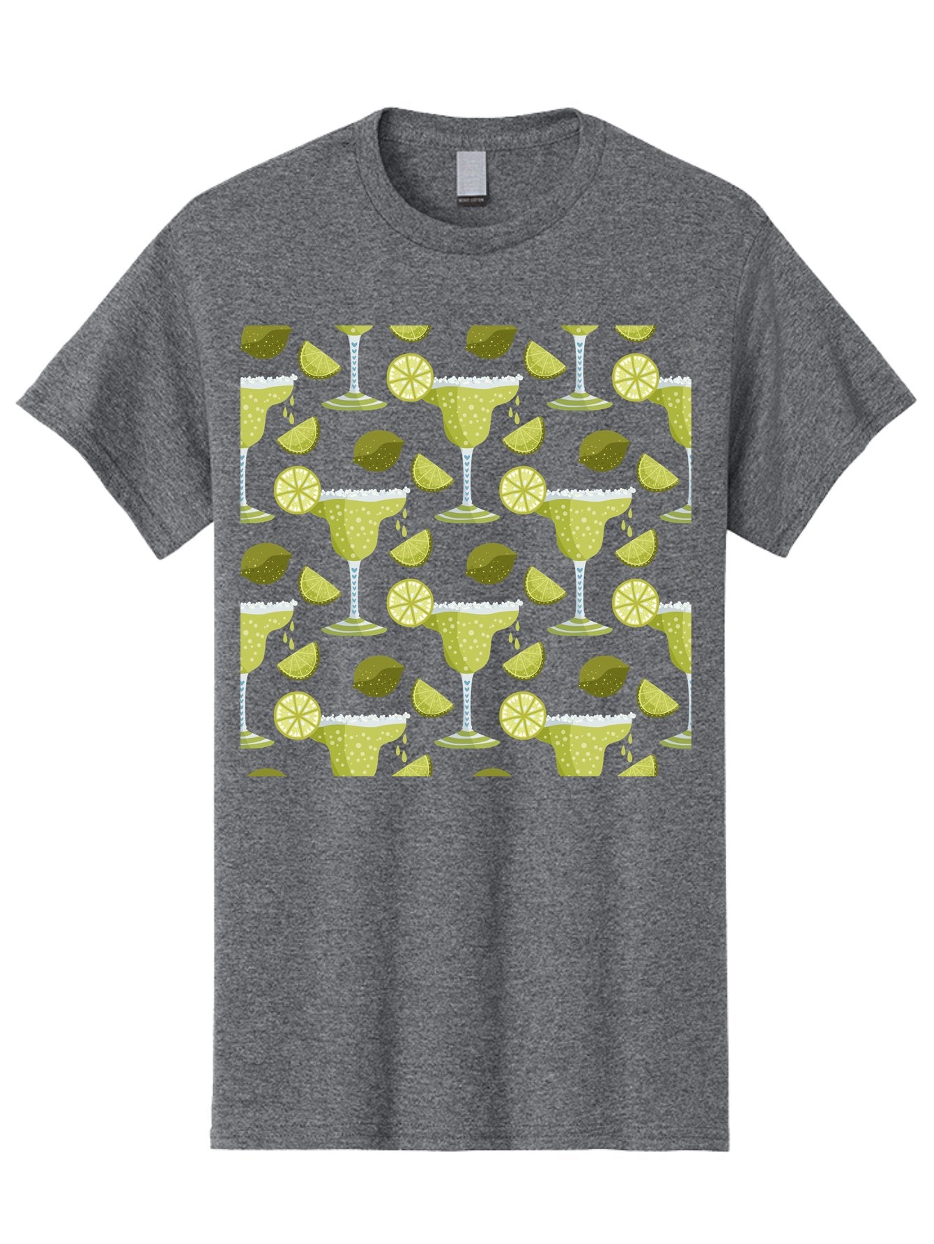 Margarita-Glasses-Lime-Wedges Men'S Graphic Tee, 100% Cotton, Comfortable Casual Summer Wear, Machine Washable, Margarita Glasses, Cocktail Glasses, Yellow Polka Dots, Salt Rims, Lime Wedges, Citrus Slices, Festive Patterns, -  Aaa277 19