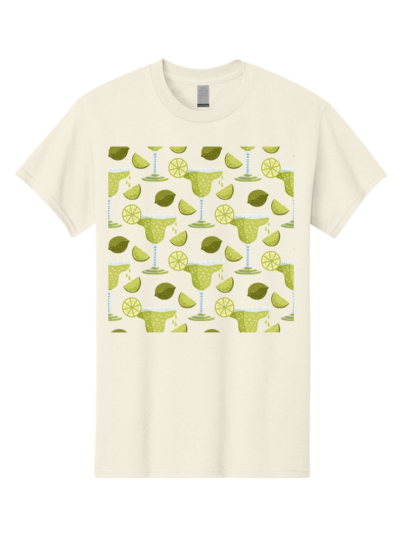 Margarita-Glasses-Lime-Wedges Men'S Graphic Tee, 100% Cotton, Comfortable Casual Summer Wear, Machine Washable, Margarita Glasses, Cocktail Glasses, Yellow Polka Dots, Salt Rims, Lime Wedges, Citrus Slices, Festive Patterns, -  Aaa277 11