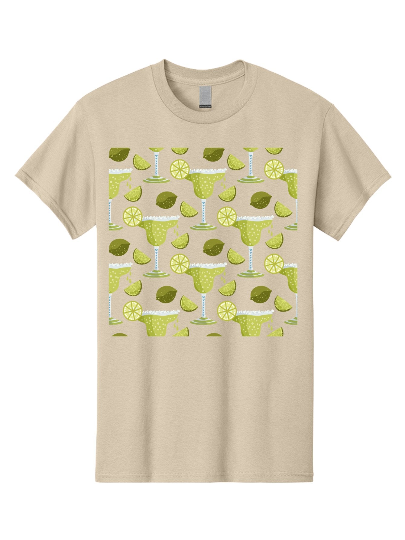 Margarita-Glasses-Lime-Wedges Men'S Graphic Tee, 100% Cotton, Comfortable Casual Summer Wear, Machine Washable, Margarita Glasses, Cocktail Glasses, Yellow Polka Dots, Salt Rims, Lime Wedges, Citrus Slices, Festive Patterns, -  Aaa277 17