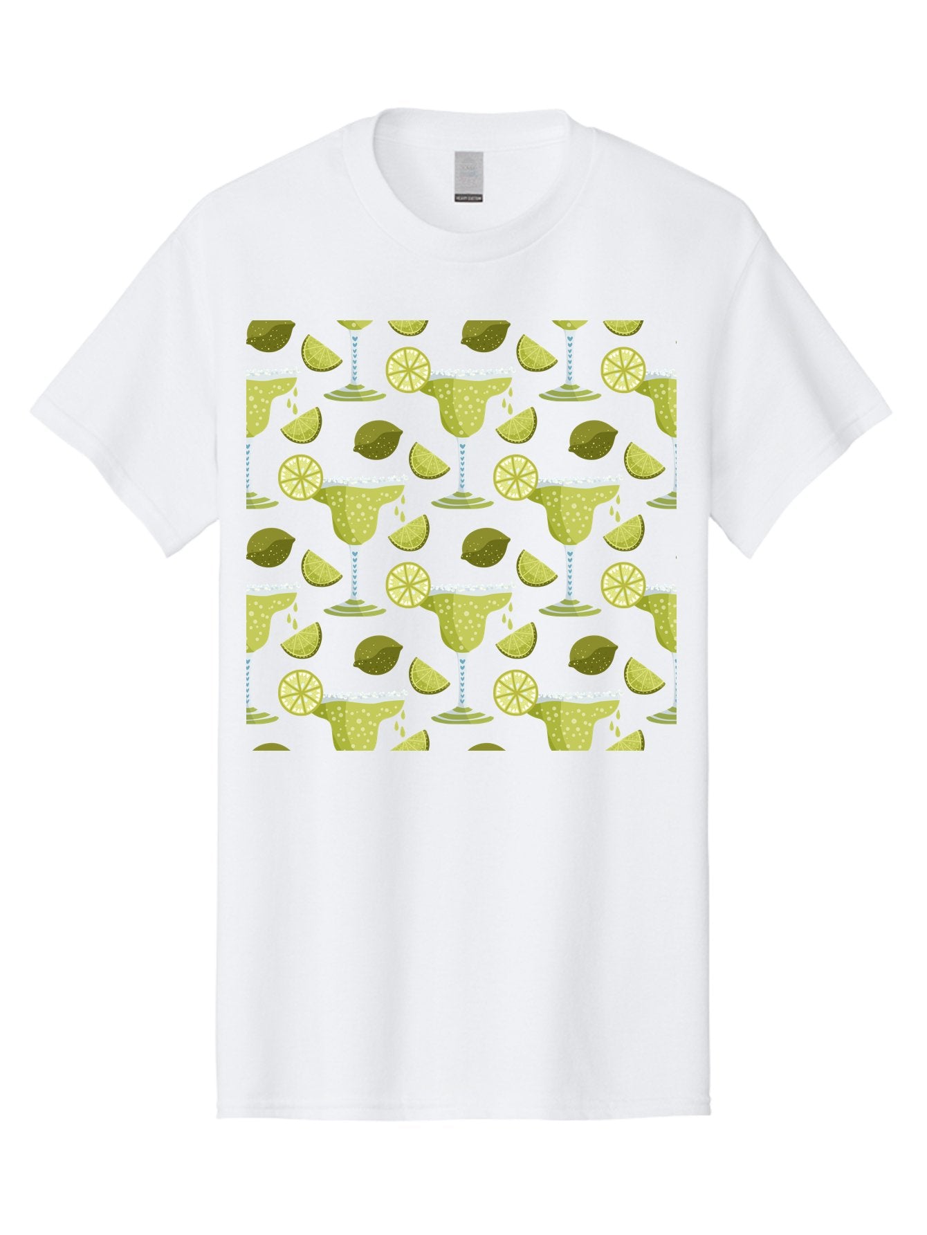 Margarita-Glasses-Lime-Wedges Men'S Graphic Tee, 100% Cotton, Comfortable Casual Summer Wear, Machine Washable, Margarita Glasses, Cocktail Glasses, Yellow Polka Dots, Salt Rims, Lime Wedges, Citrus Slices, Festive Patterns, -  Aaa277 5