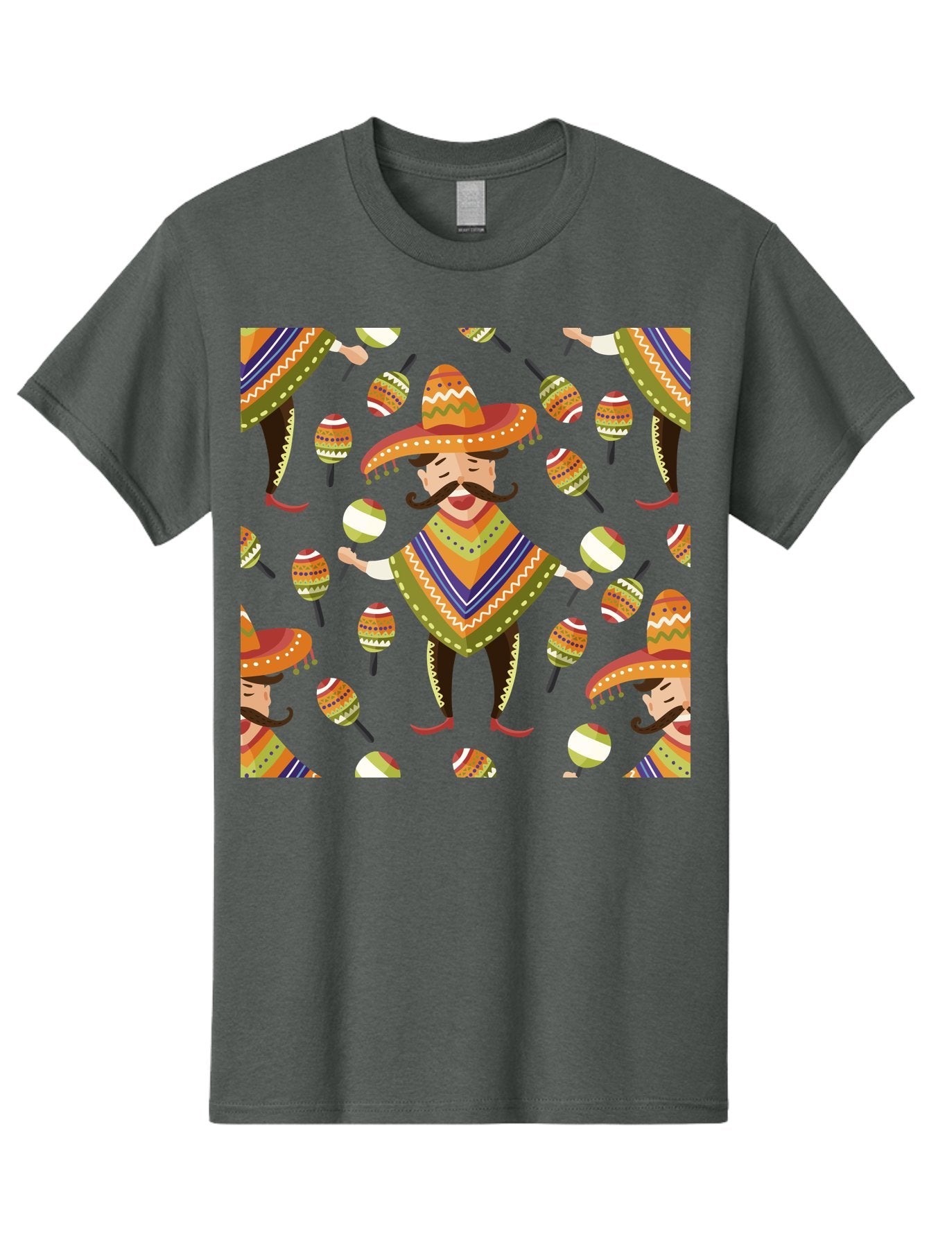Mariachi-Pattern Men'S Graphic Tee, 100% Cotton, Comfortable Casual Summer Wear, Machine Washable, Mexican Mariachi, Colorful Sombrero, Traditional Clothing, Maracas, Festive Atmosphere, Lively Music, Vibrant Colors, Cultural Heritage, -  Aaa278 11