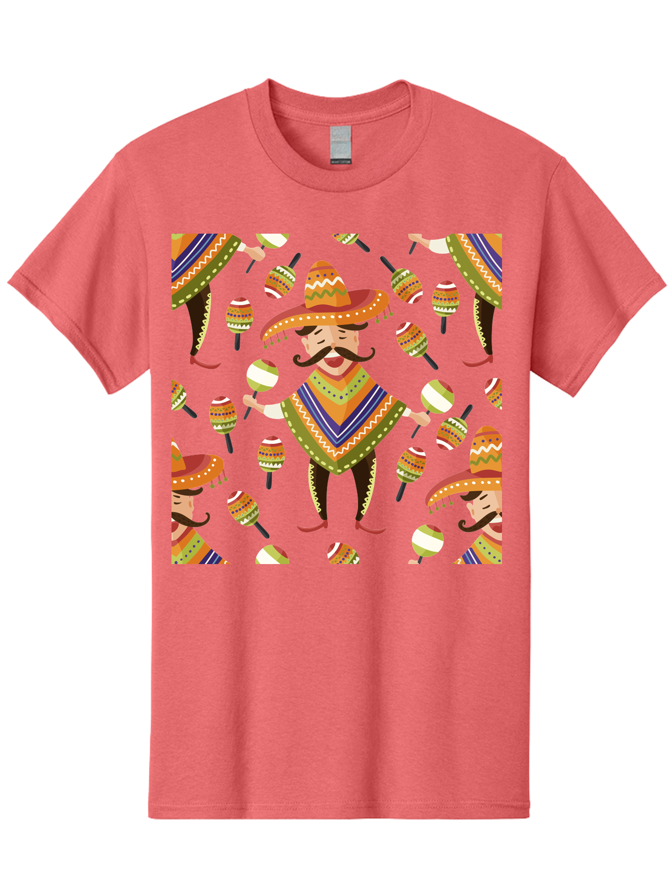 Mariachi-Pattern Men'S Graphic Tee, 100% Cotton, Comfortable Casual Summer Wear, Machine Washable, Mexican Mariachi, Colorful Sombrero, Traditional Clothing, Maracas, Festive Atmosphere, Lively Music, Vibrant Colors, Cultural Heritage, -  Aaa278 23