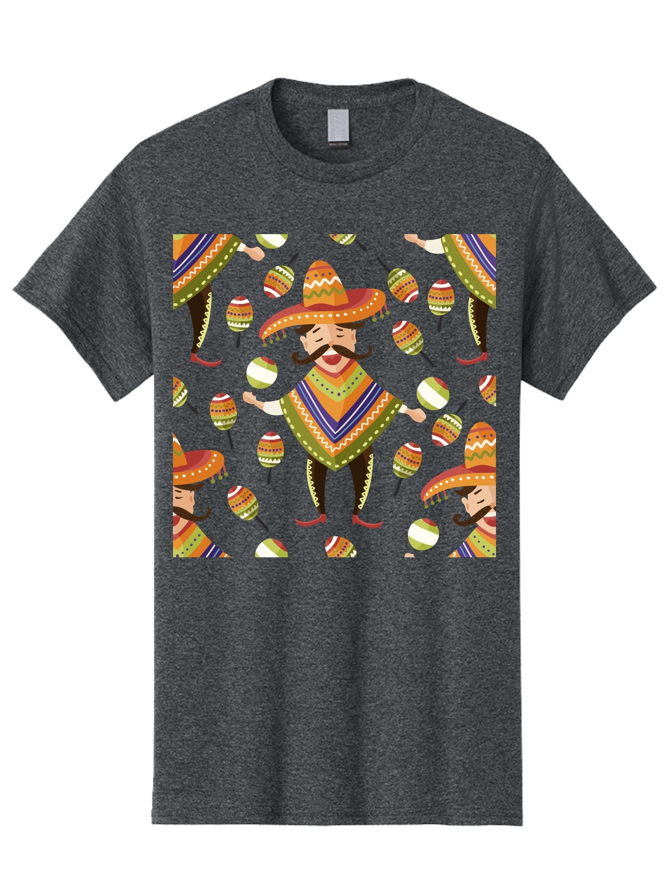 Mariachi-Pattern Men'S Graphic Tee, 100% Cotton, Comfortable Casual Summer Wear, Machine Washable, Mexican Mariachi, Colorful Sombrero, Traditional Clothing, Maracas, Festive Atmosphere, Lively Music, Vibrant Colors, Cultural Heritage, -  Aaa278 23