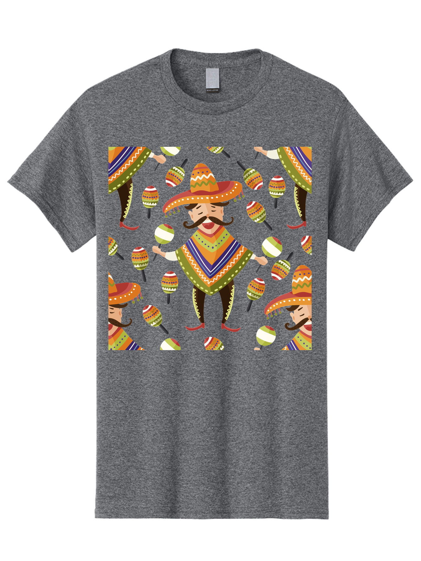 Mariachi-Pattern Men'S Graphic Tee, 100% Cotton, Comfortable Casual Summer Wear, Machine Washable, Mexican Mariachi, Colorful Sombrero, Traditional Clothing, Maracas, Festive Atmosphere, Lively Music, Vibrant Colors, Cultural Heritage, -  Aaa278 27