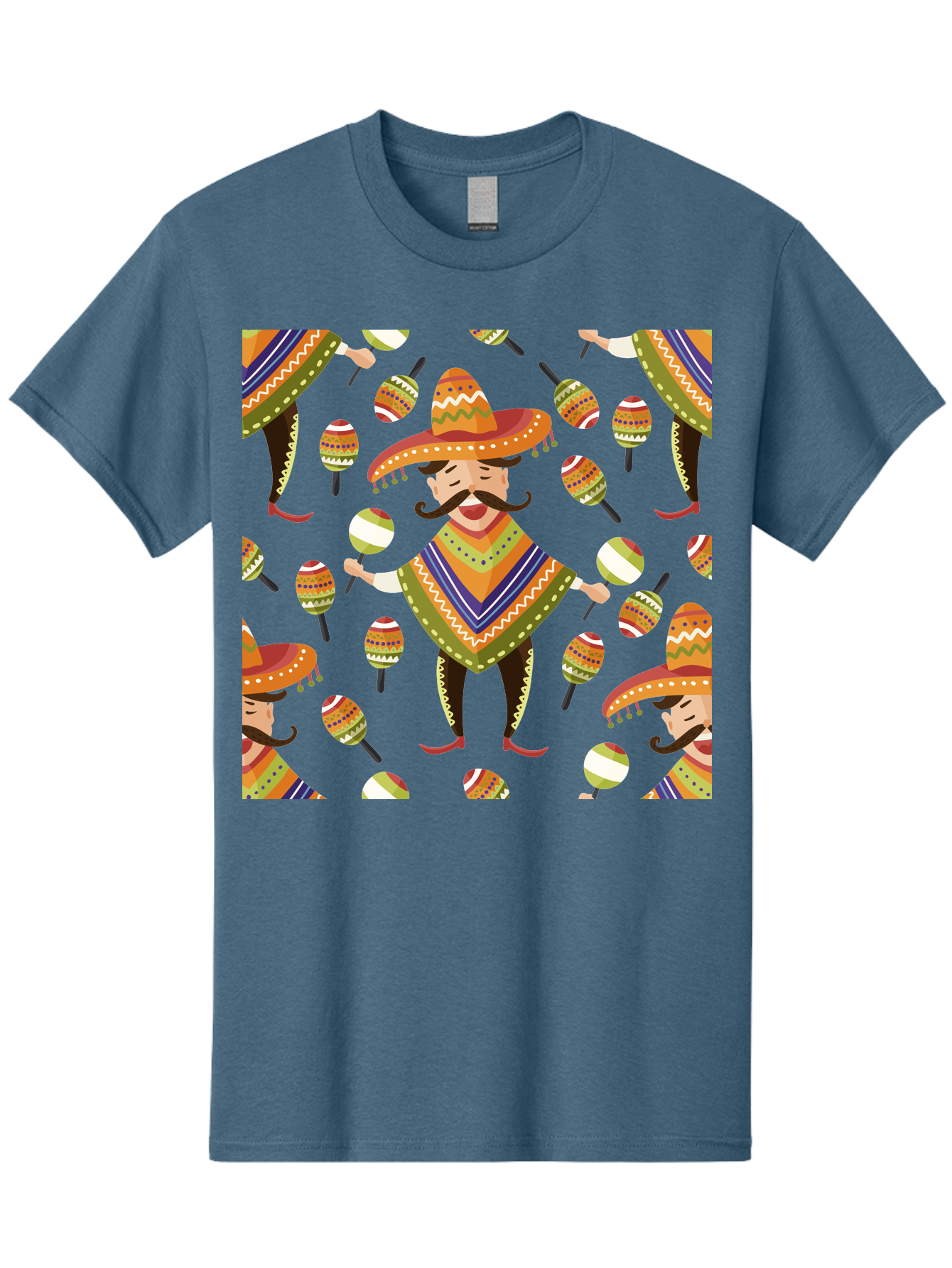 Mariachi-Pattern Men'S Graphic Tee, 100% Cotton, Comfortable Casual Summer Wear, Machine Washable, Mexican Mariachi, Colorful Sombrero, Traditional Clothing, Maracas, Festive Atmosphere, Lively Music, Vibrant Colors, Cultural Heritage, -  Aaa278 9