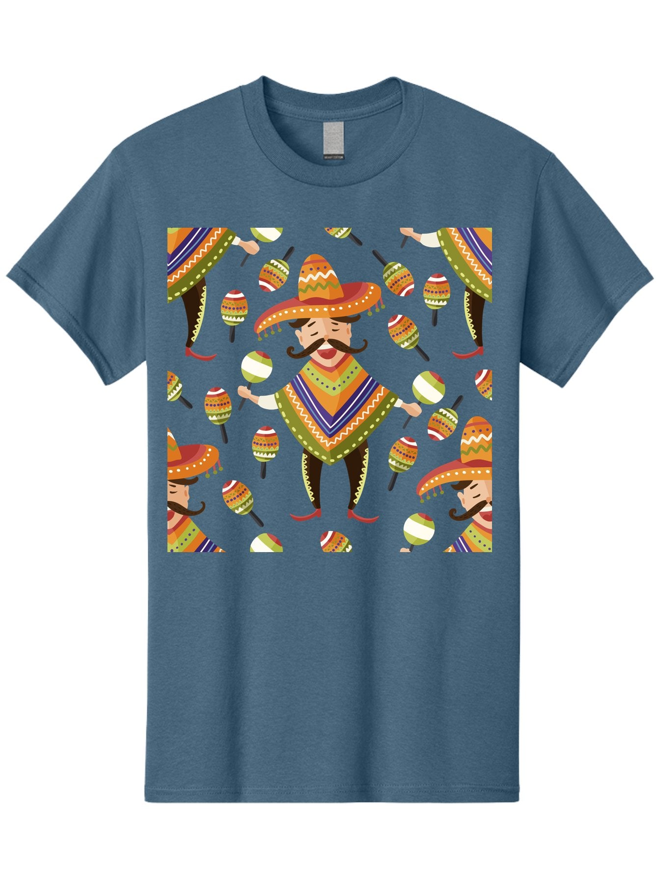 Mariachi-Pattern Men'S Graphic Tee, 100% Cotton, Comfortable Casual Summer Wear, Machine Washable, Mexican Mariachi, Colorful Sombrero, Traditional Clothing, Maracas, Festive Atmosphere, Lively Music, Vibrant Colors, Cultural Heritage, -  Aaa278 15