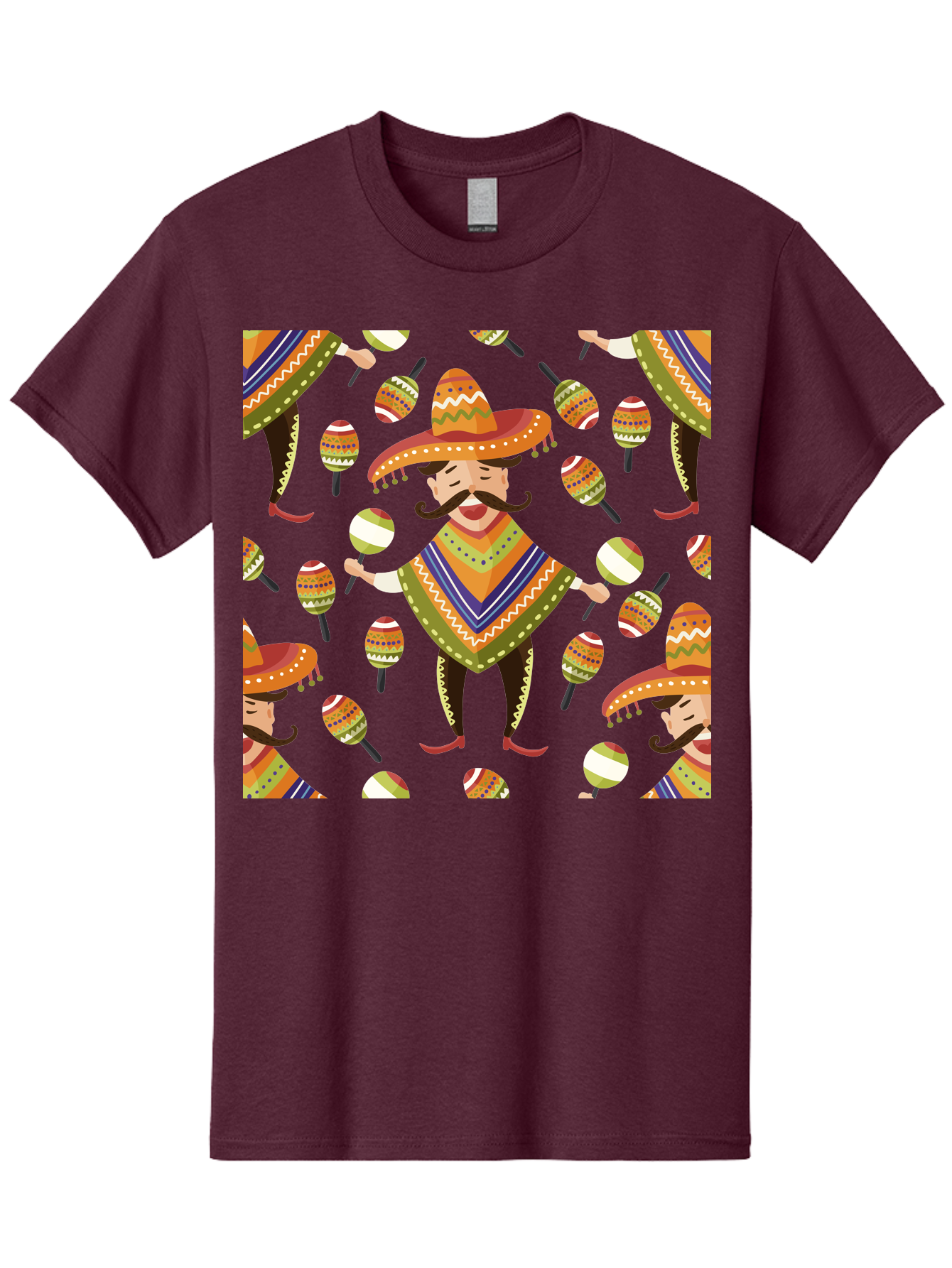 Mariachi-Pattern Men'S Graphic Tee, 100% Cotton, Comfortable Casual Summer Wear, Machine Washable, Mexican Mariachi, Colorful Sombrero, Traditional Clothing, Maracas, Festive Atmosphere, Lively Music, Vibrant Colors, Cultural Heritage, -  Aaa278 29