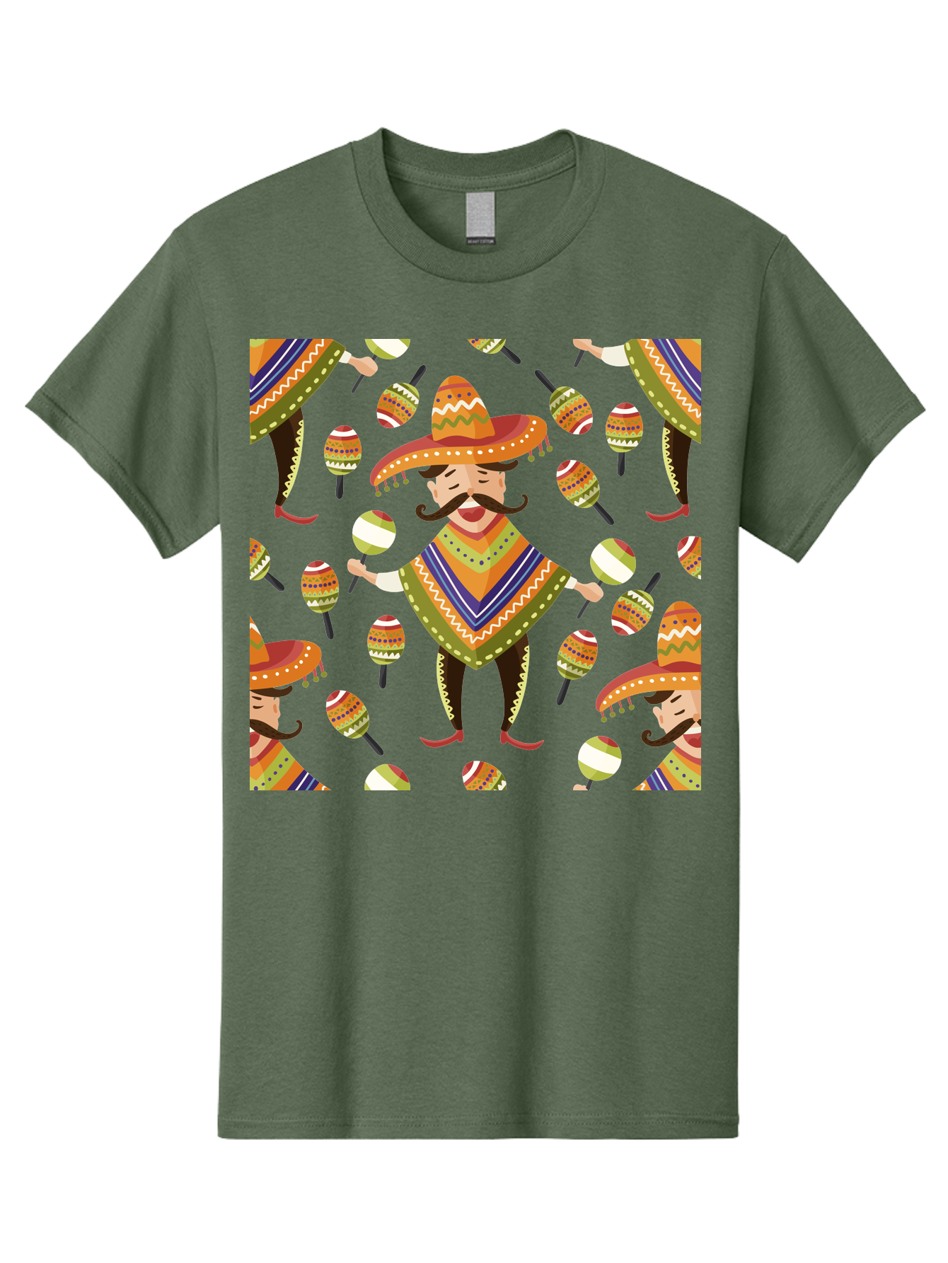 Mariachi-Pattern Men'S Graphic Tee, 100% Cotton, Comfortable Casual Summer Wear, Machine Washable, Mexican Mariachi, Colorful Sombrero, Traditional Clothing, Maracas, Festive Atmosphere, Lively Music, Vibrant Colors, Cultural Heritage, -  Aaa278 25