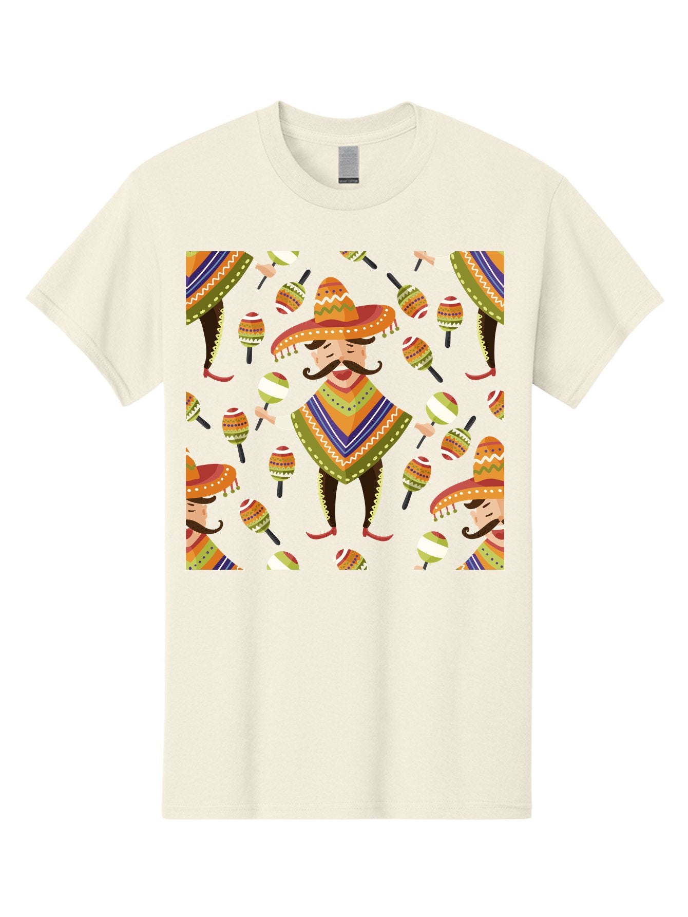 Mariachi-Pattern Men'S Graphic Tee, 100% Cotton, Comfortable Casual Summer Wear, Machine Washable, Mexican Mariachi, Colorful Sombrero, Traditional Clothing, Maracas, Festive Atmosphere, Lively Music, Vibrant Colors, Cultural Heritage, -  Aaa278 27