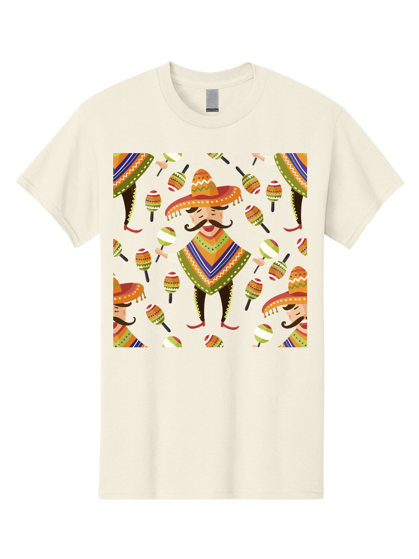 Mariachi-Pattern Men'S Graphic Tee, 100% Cotton, Comfortable Casual Summer Wear, Machine Washable, Mexican Mariachi, Colorful Sombrero, Traditional Clothing, Maracas, Festive Atmosphere, Lively Music, Vibrant Colors, Cultural Heritage, -  Aaa278 5