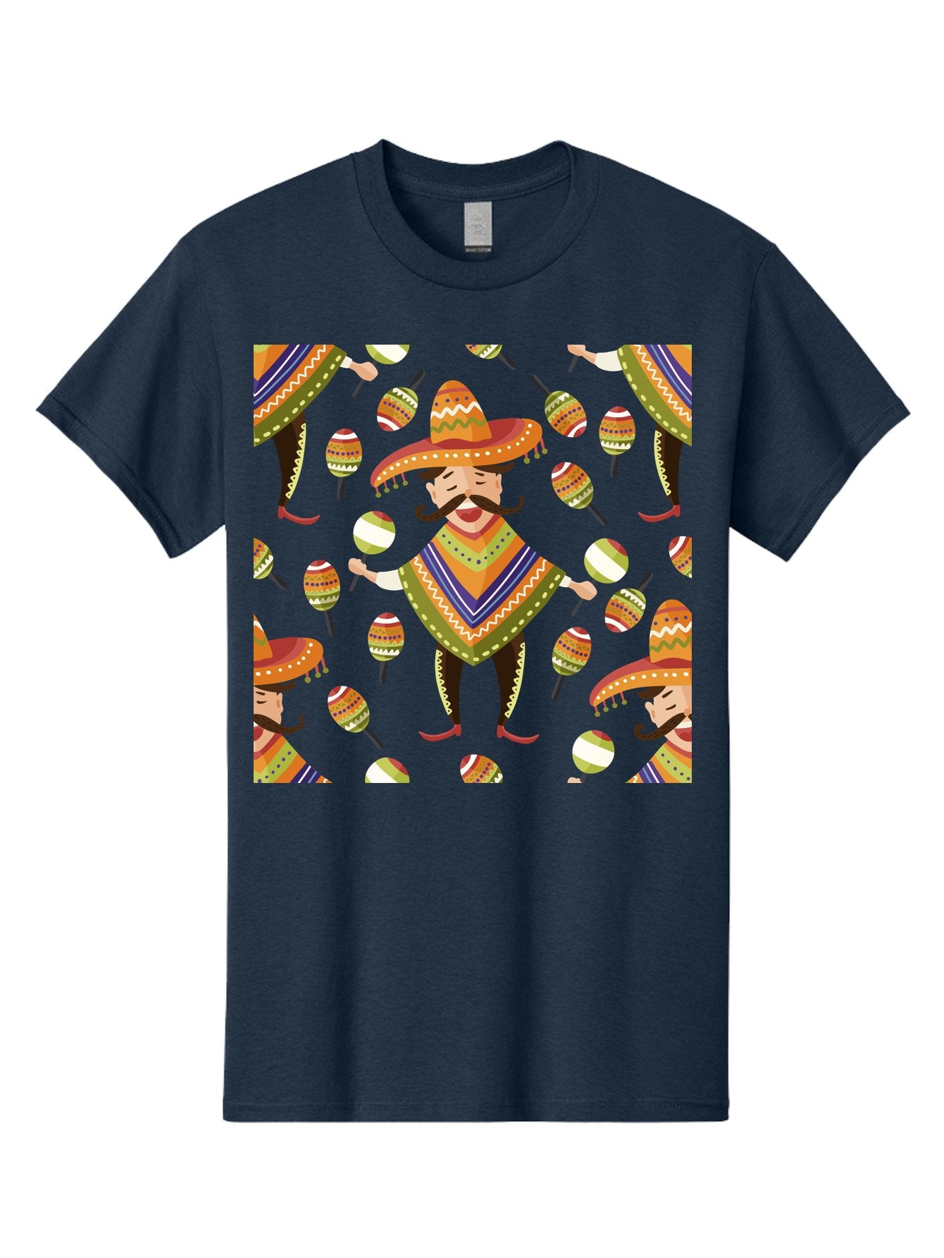 Mariachi-Pattern Men'S Graphic Tee, 100% Cotton, Comfortable Casual Summer Wear, Machine Washable, Mexican Mariachi, Colorful Sombrero, Traditional Clothing, Maracas, Festive Atmosphere, Lively Music, Vibrant Colors, Cultural Heritage, -  Aaa278 17